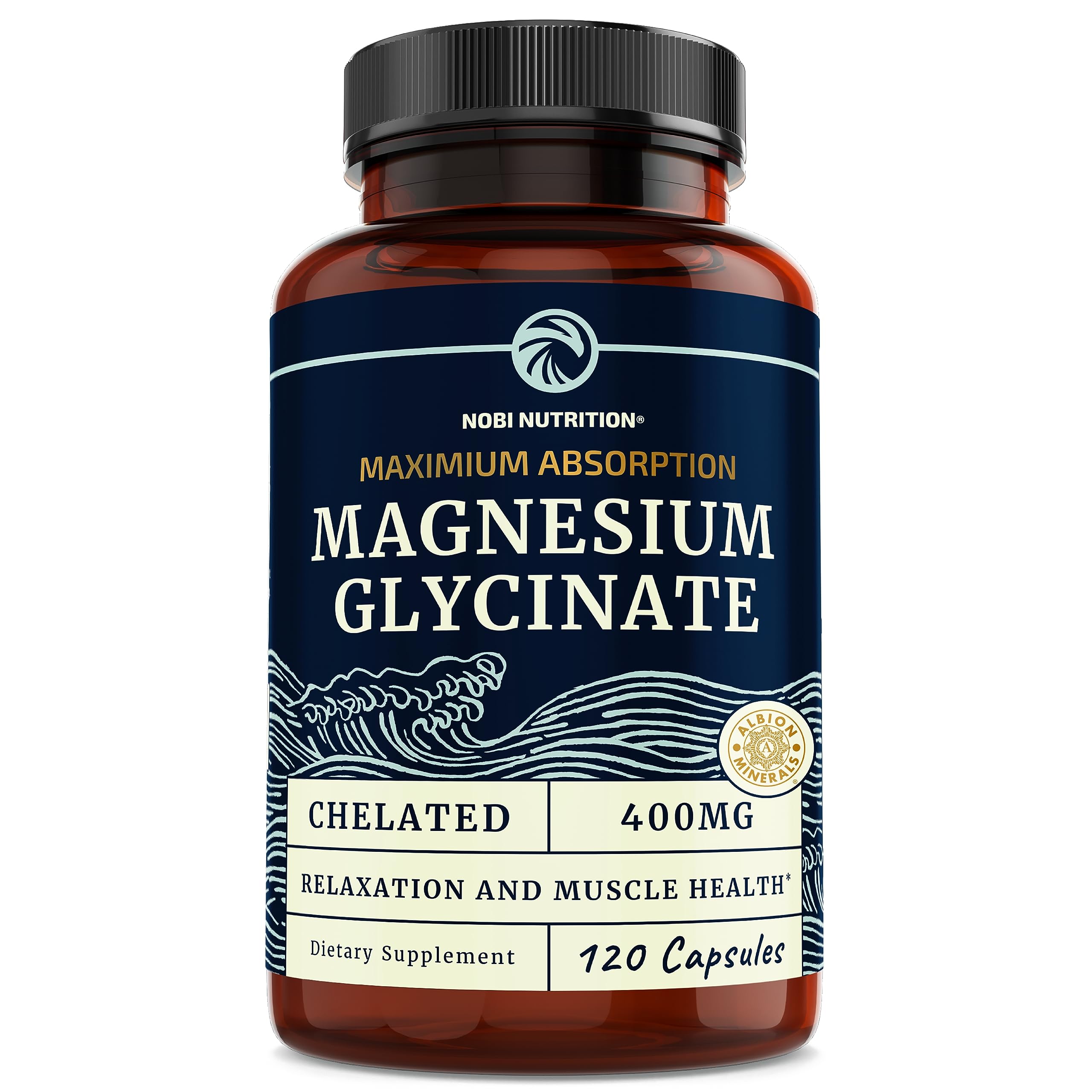 Magnesium Glycinate 400mg | Chelated Bisglycinate for Muscle Relaxation, Bones Nobi NutritionAu supplements