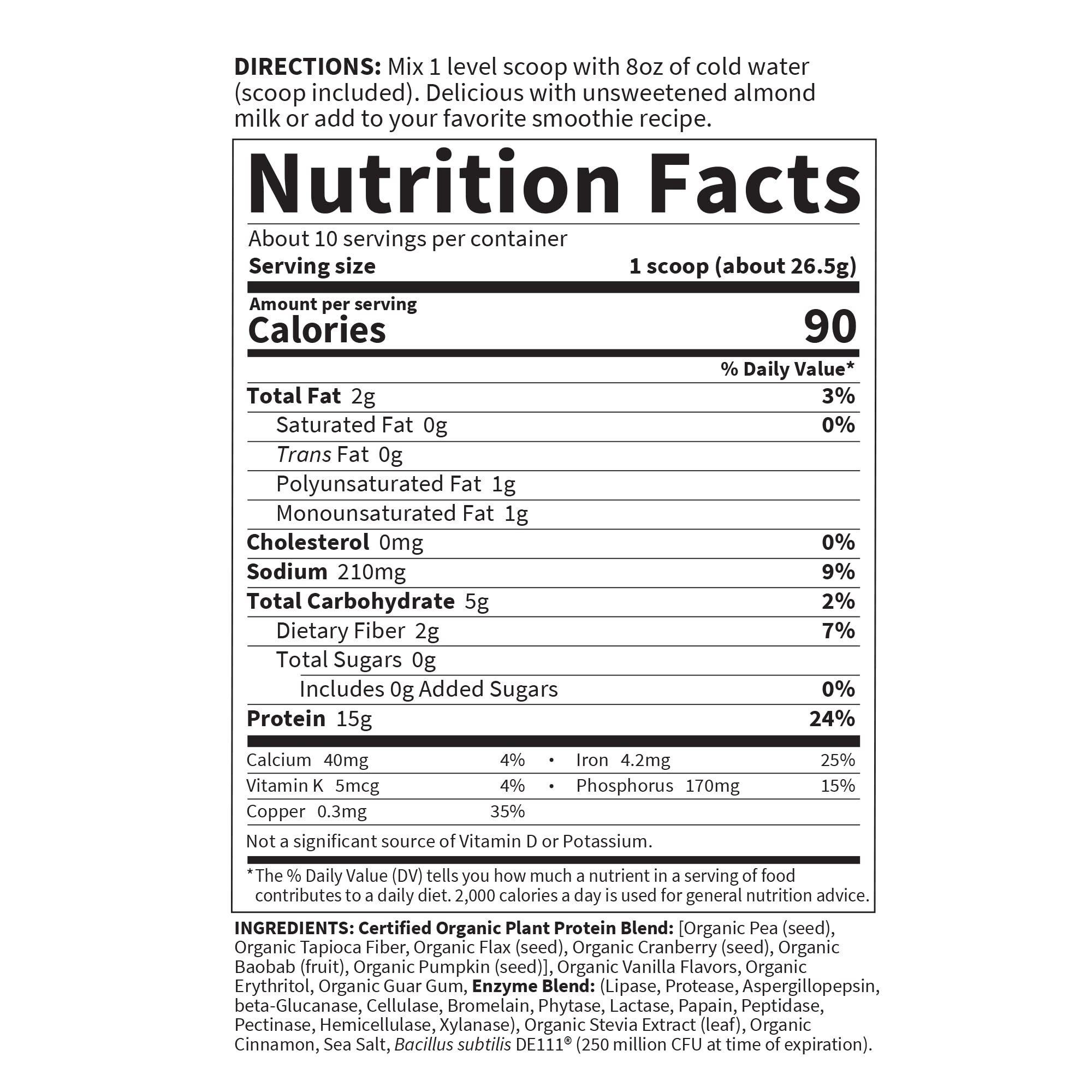 Garden of Life Organic Plant Based Protein Powder - Smooth Vanilla, Vegan, Grain Free Garden of LifeUS supplements