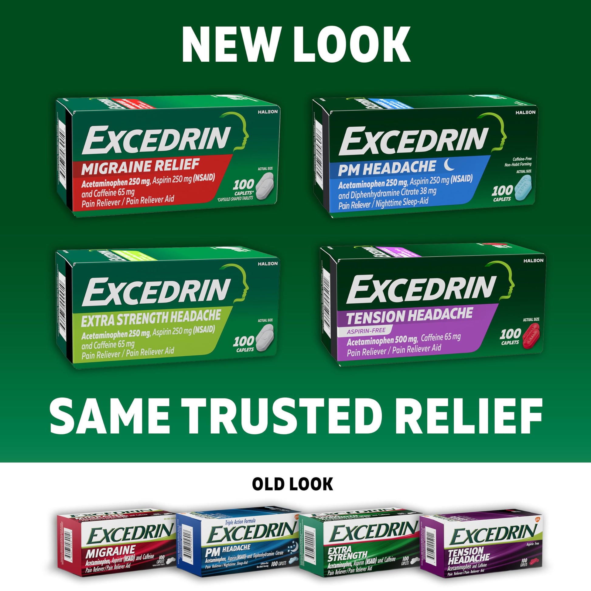 Excedrin Tension Headache Relief Caplets Without Aspirin for Head, Neck and Shoulder Pain Relief - 100 Count ExcedrinAu supplements