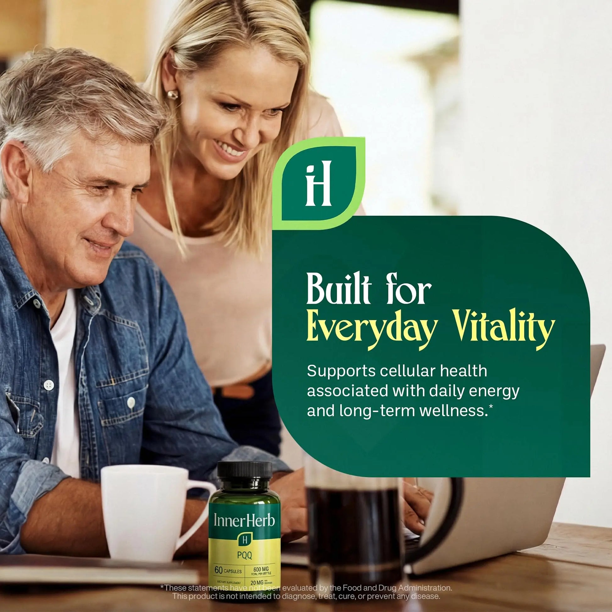 InnerHerb Pyrroloquinoline Quinone PQQ Daily Capsule - Supplement for Adults (60 Capsules, 30 Servings) (20mg Per Serving) InnerHerbnz supplements