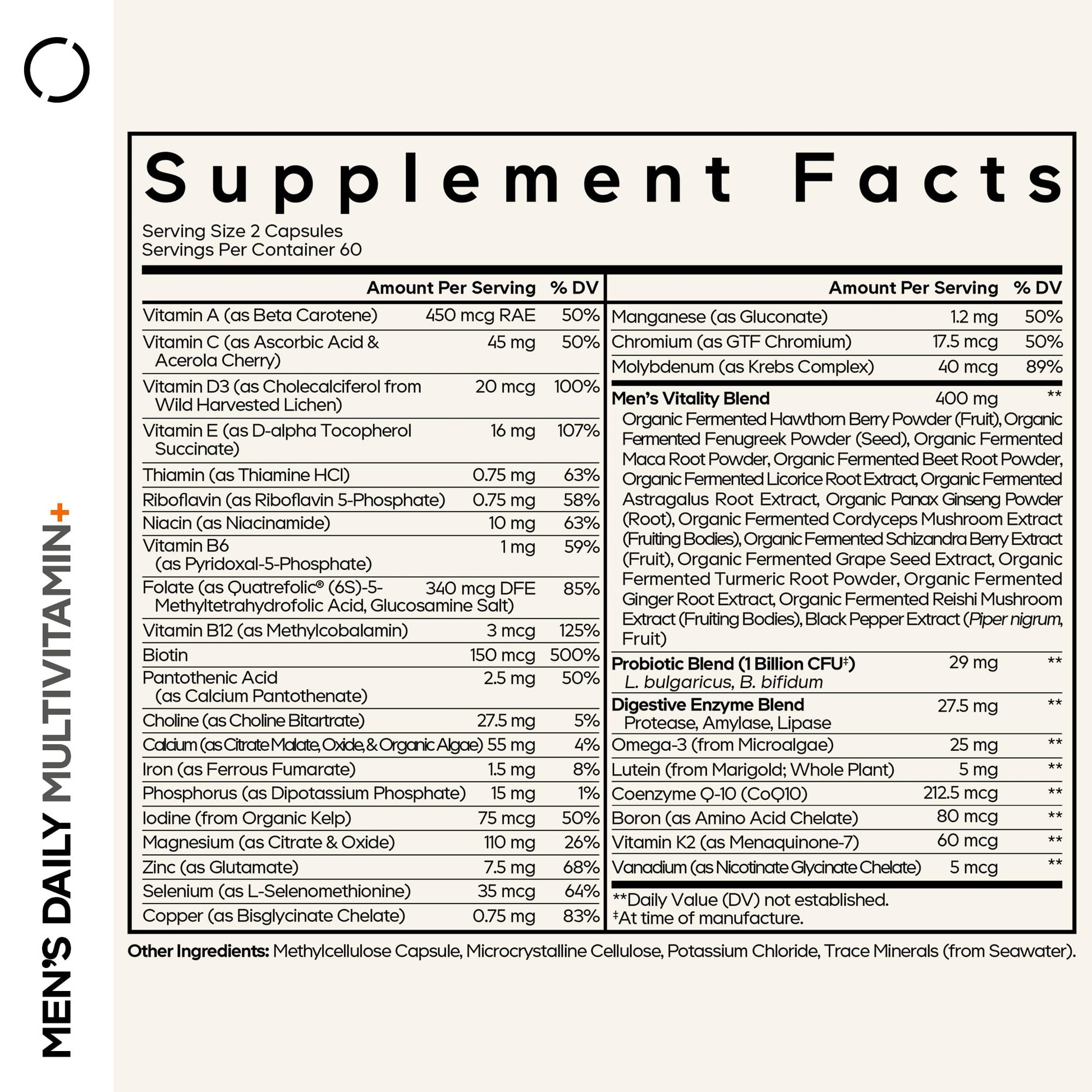 Codeage Men’s Daily Multivitamin – 25+ Essential Vitamins & Minerals, Organic Whole Foods, Probiotics, Omega-3, Zinc, Vitamins A, B, C, D, E & K – 120 Capsules CodeageAu supplements