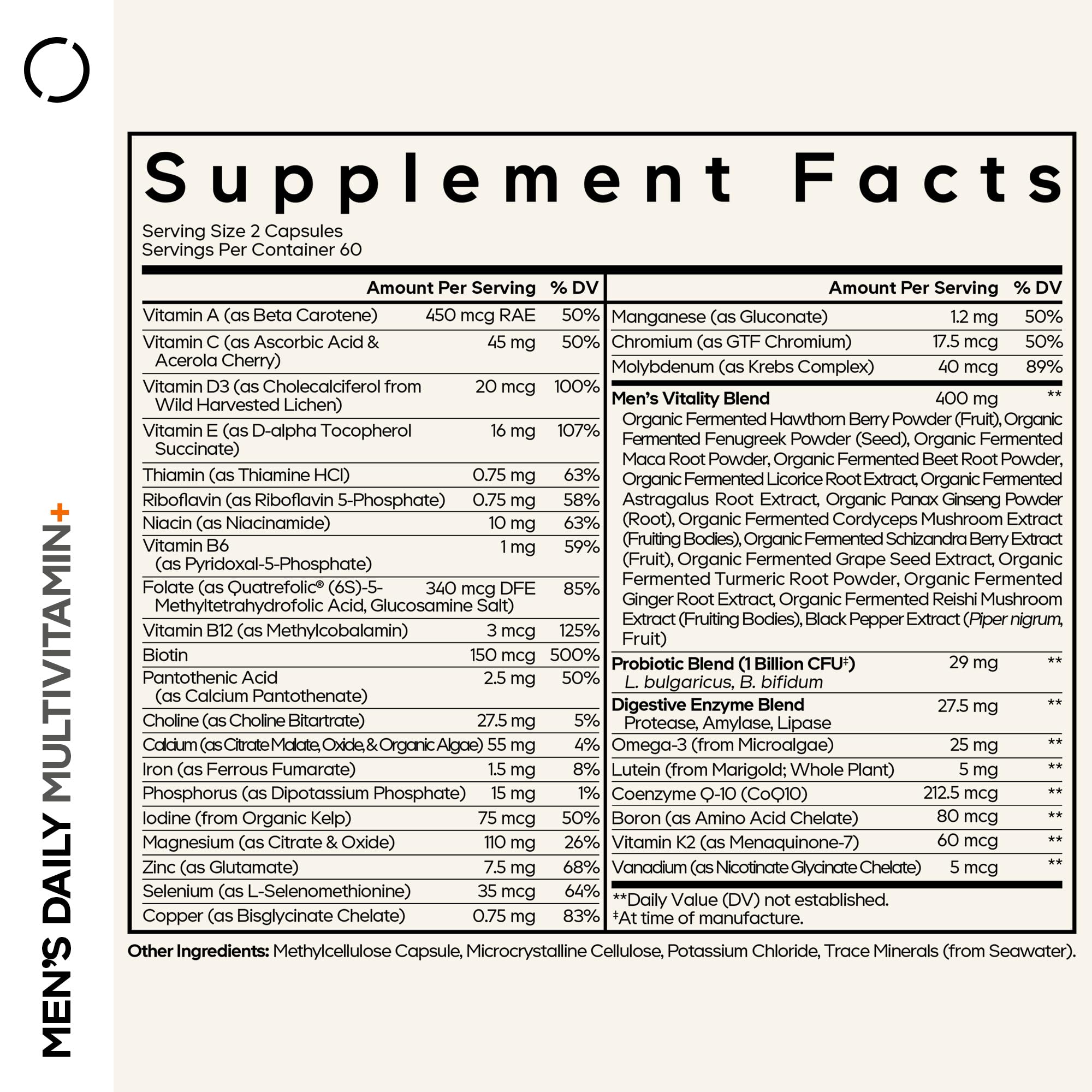 Codeage Men’s Daily Multivitamin – 25+ Essential Vitamins & Minerals, Organic Whole Foods, Probiotics, Omega-3, Zinc, Vitamins A, B, C, D, E & K – 120 Capsules CodeageAu supplements