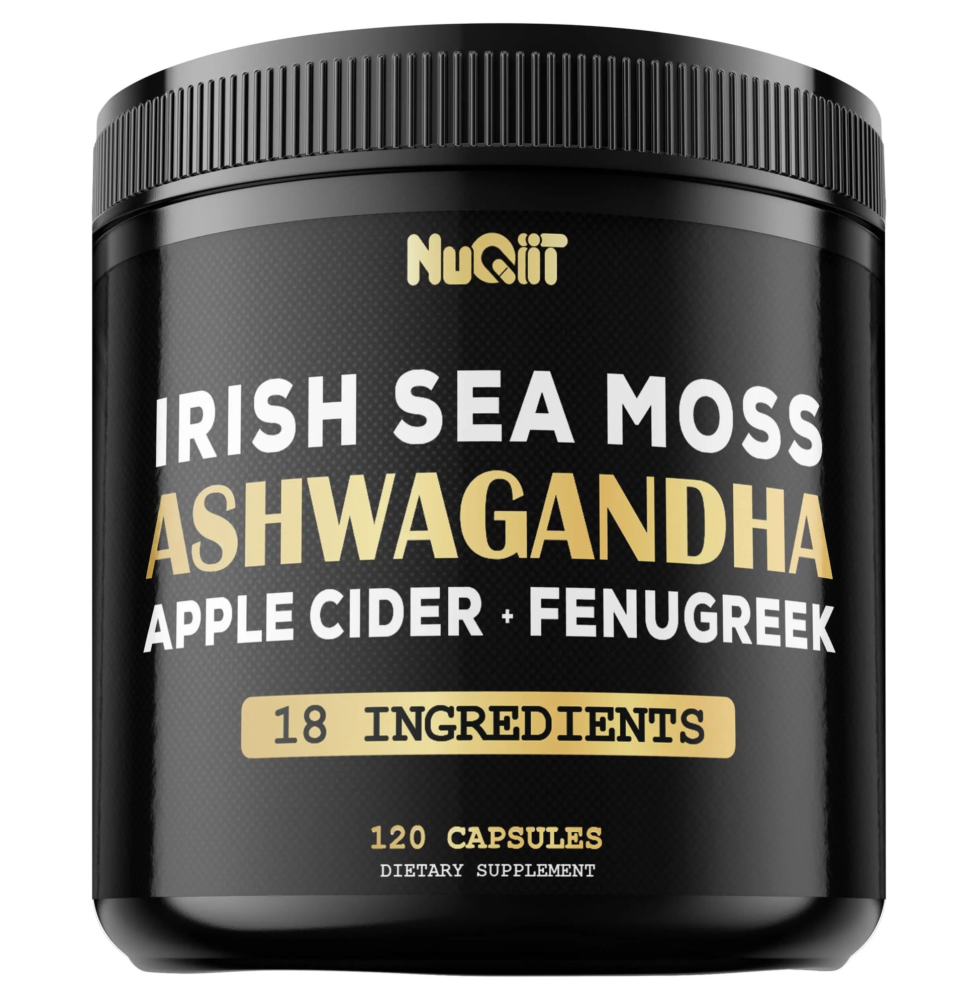 NUQIIT Organic Ashwangdha Capsules 15000mg Irish Sea Moss Apple Cider Vinegar & More - Support Brain Health, Strength & Immune System - 120 Vegan Capsules NUQIITAu supplements