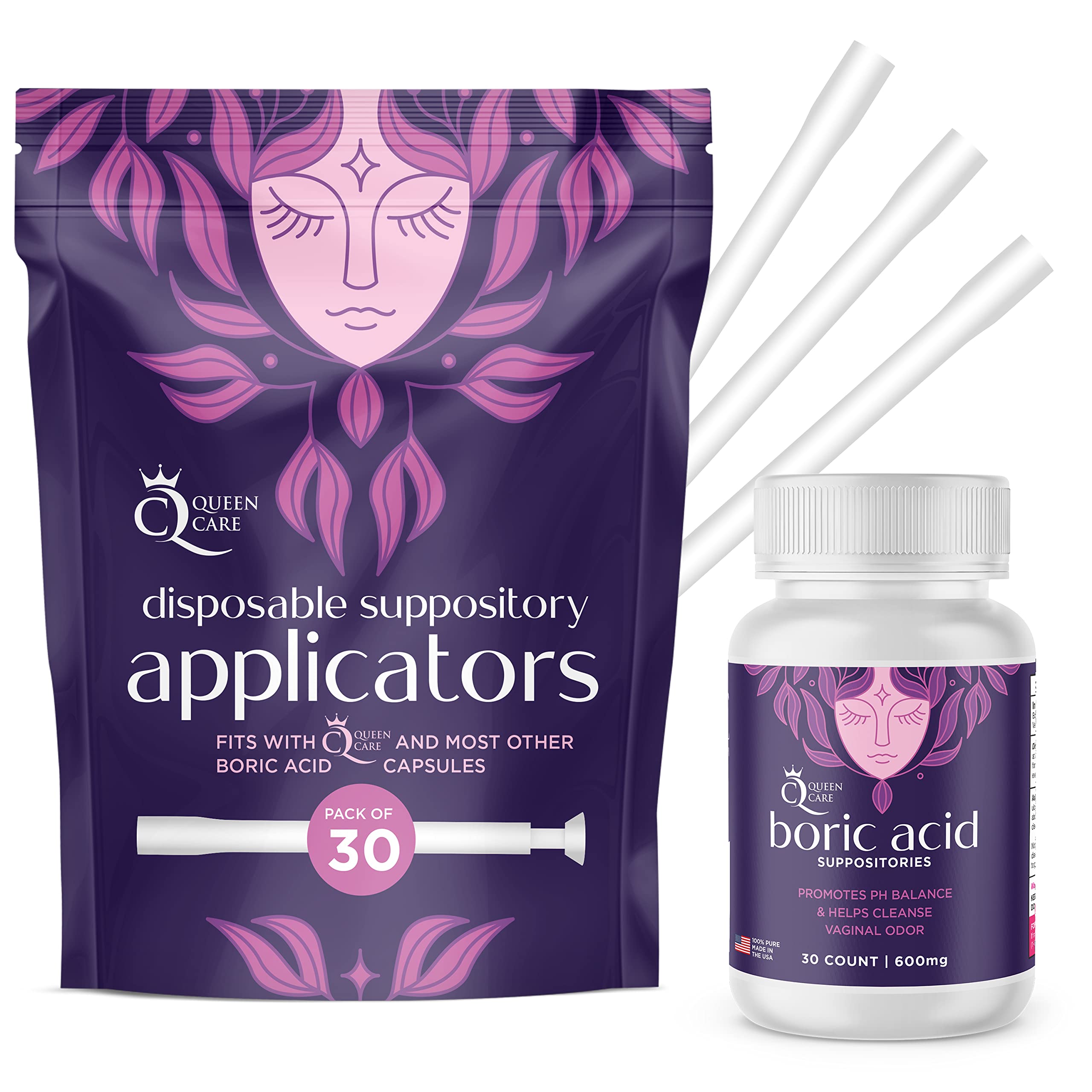 Queen Care - Boric Acid Suppositories & Applicators, Complete Feminine Care, PH Balance for Women Queen CareAu supplements