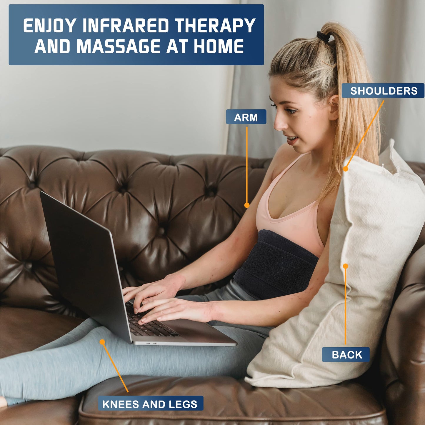 Infrared Red Light Therapy Belt:LED Lamp Vibration Near Body Pain Relief Device Wrap Red FellibayUS supplements