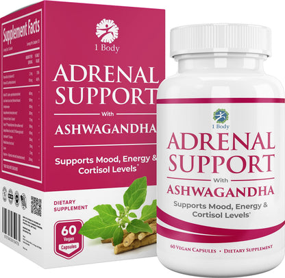 1 Body Adaptogen Complex Supplement with Ashwagandha - 60 Vegan Cap 1 BodyUS supplements