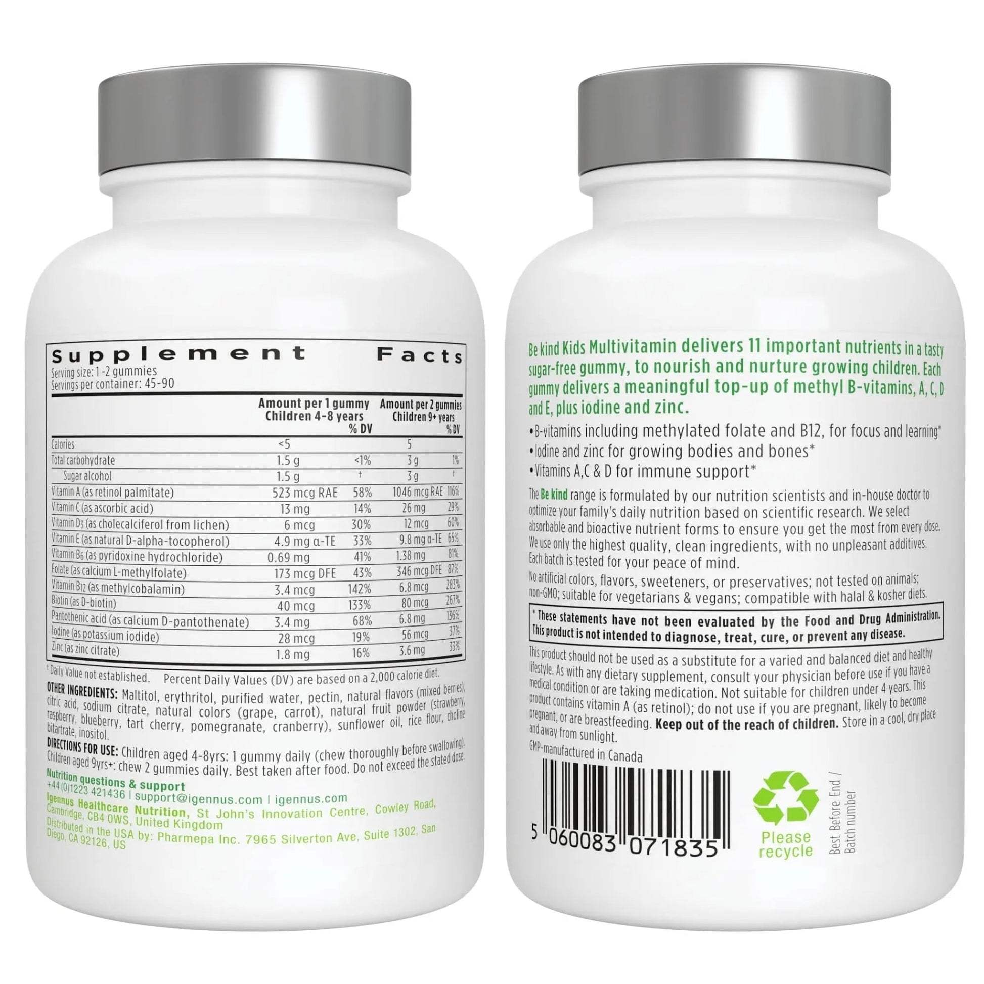 Multivitamin & Minerals for Women + Advanced Kids Multivitamin Gummy Vegan Bundle, with Methylated B-Vitamins, Vitamin A, C, D3 & E Igennus Healthcare NutritionAu supplements