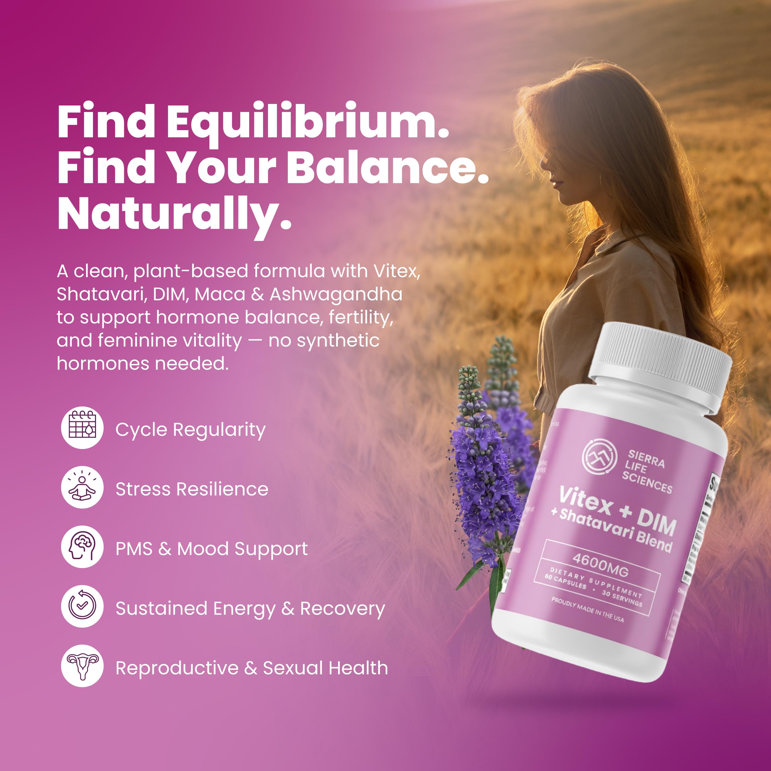 SIERRA LIFE SCIENCES Hormonal Balance Blend for Women – Vitex, DIM, Shatavari + Adaptogenic Support – Menstrual & Menopause Relief – Vegan, Clean-Label Formula – 4600mg – (Pack of 3) SIERRA LIFE SCIENCESAu supplements