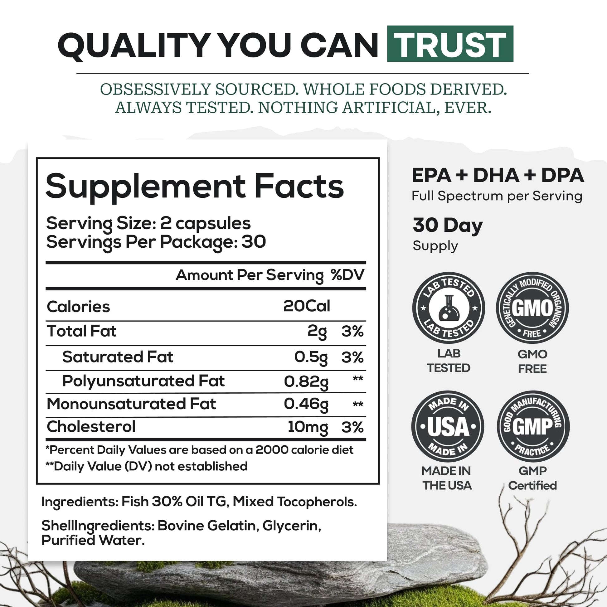 Wild Foods Fish Oil Omega 3 Supplements | 1600 mg | Highly-Potent: DPA, DHA, EPA | Burpless, Odorless, Non-GMO, Gluten Free | For Brain & Heart Health, Joint Support | 60 Capsules (1 pk) | 30 Servings Wild FoodsAu supplements