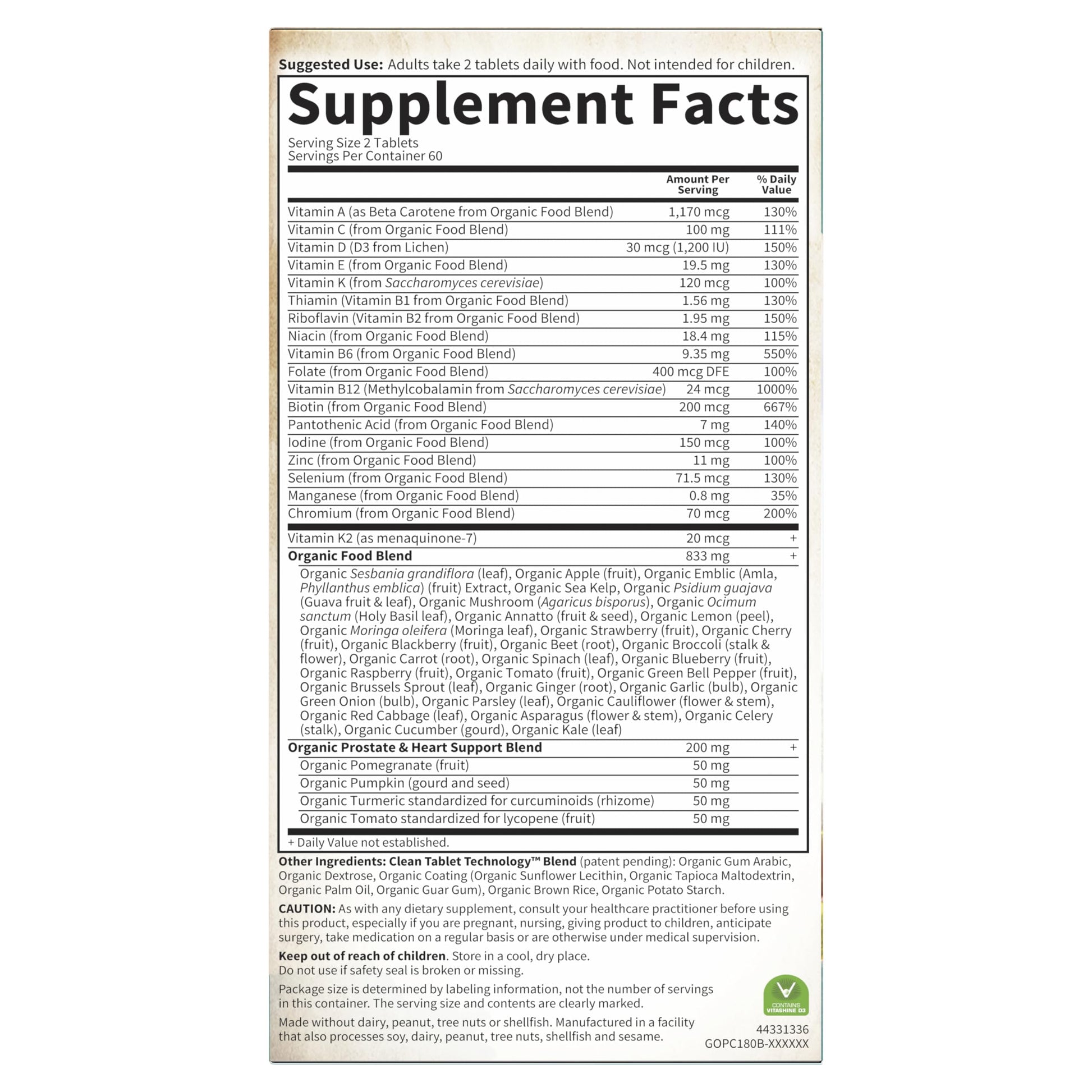 Garden of Life Organics Whole Food Multivitamin for Men 40+ 120 Tablets, Vegan Mens Multi for Health Garden of LifeAu supplements