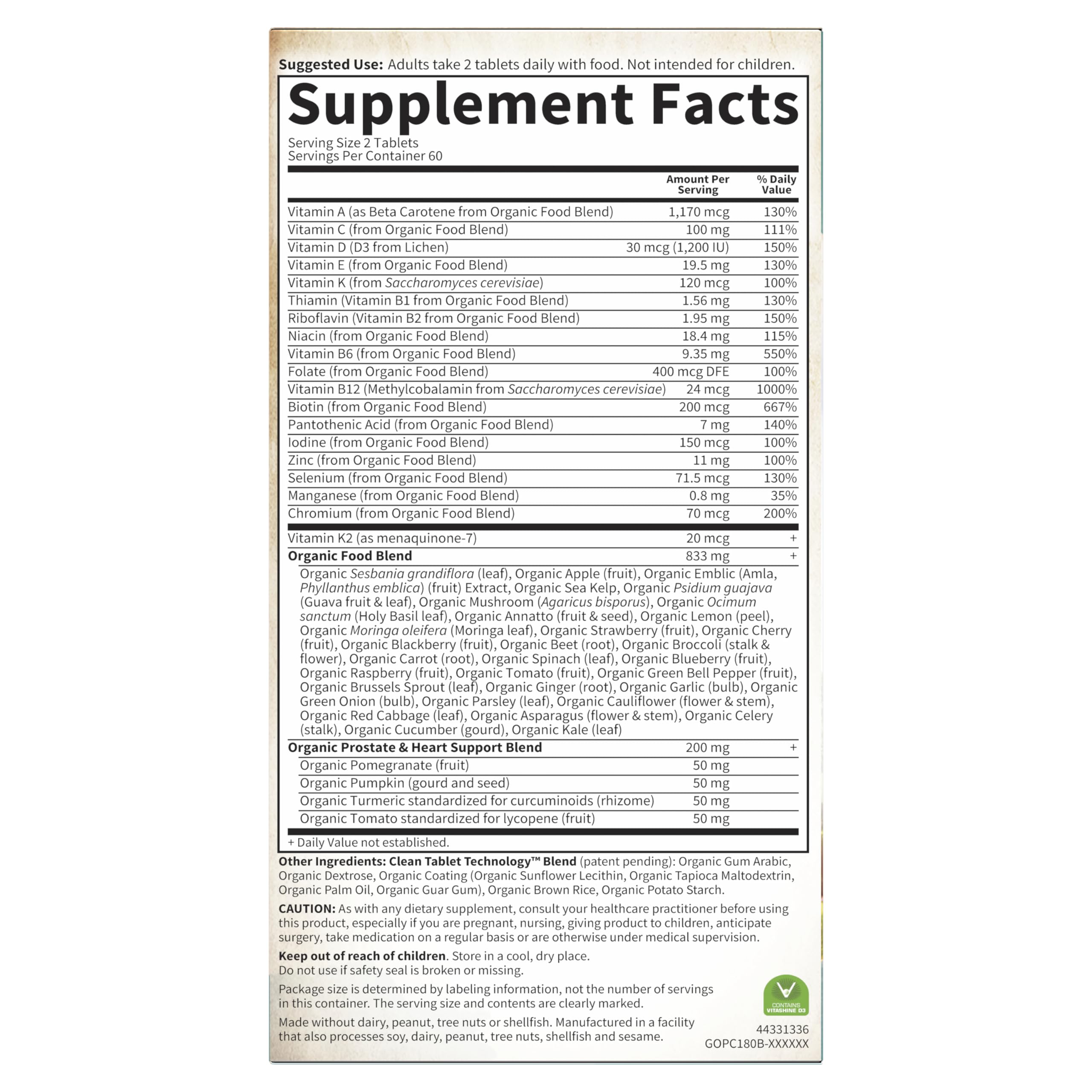 Garden of Life Organics Whole Food Multivitamin for Men 40+ 120 Tablets, Vegan Mens Multi for Health Garden of LifeAu supplements