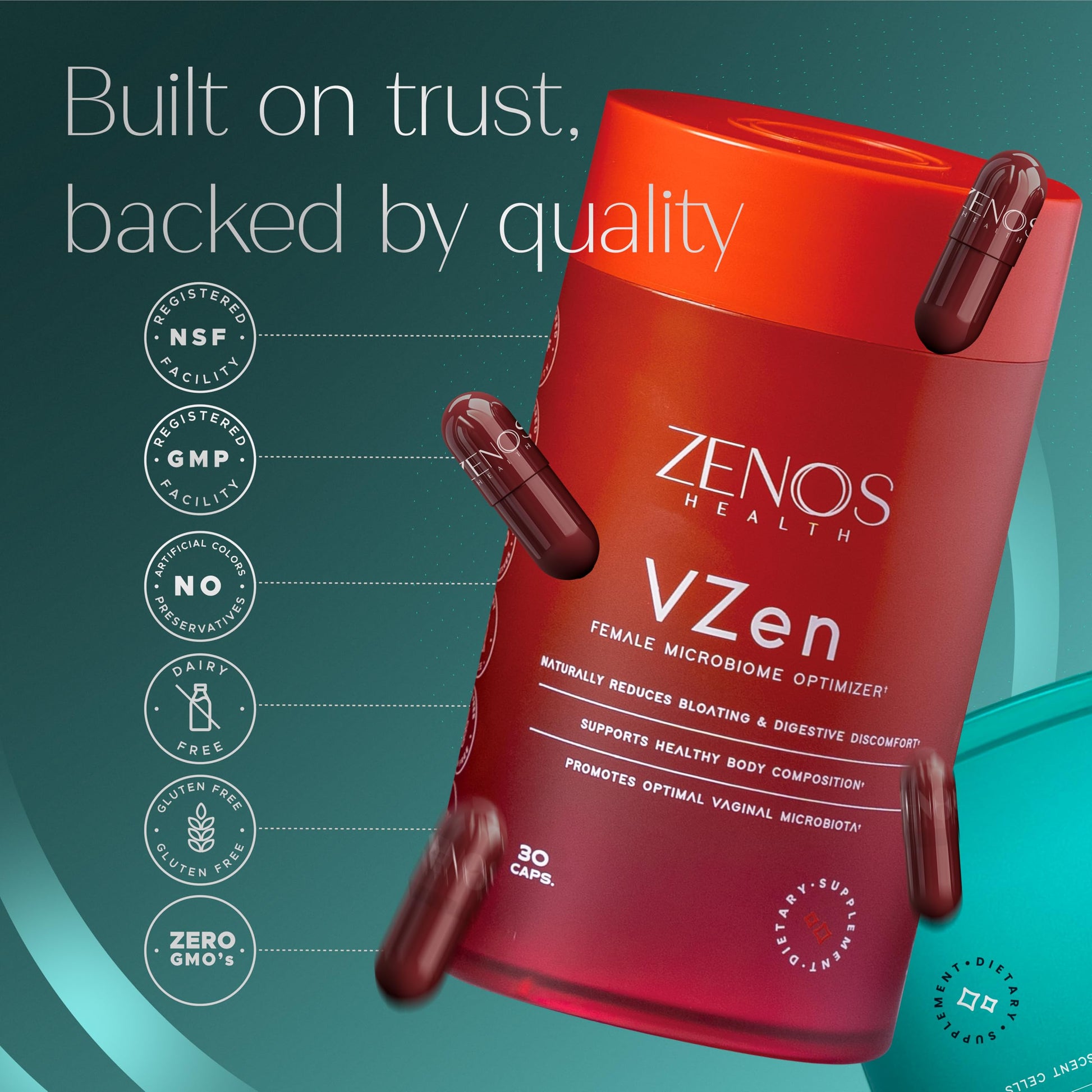 Zenos Health VZen Vaginal Probiotics for Women – Probiotics and Prebiotics for Digestive Health & Bloating Relief for Women – Improve Gut Health, Urinary Tract & Daily Wellness - Made in USA, 30 Caps Zenos HealthAu supplements