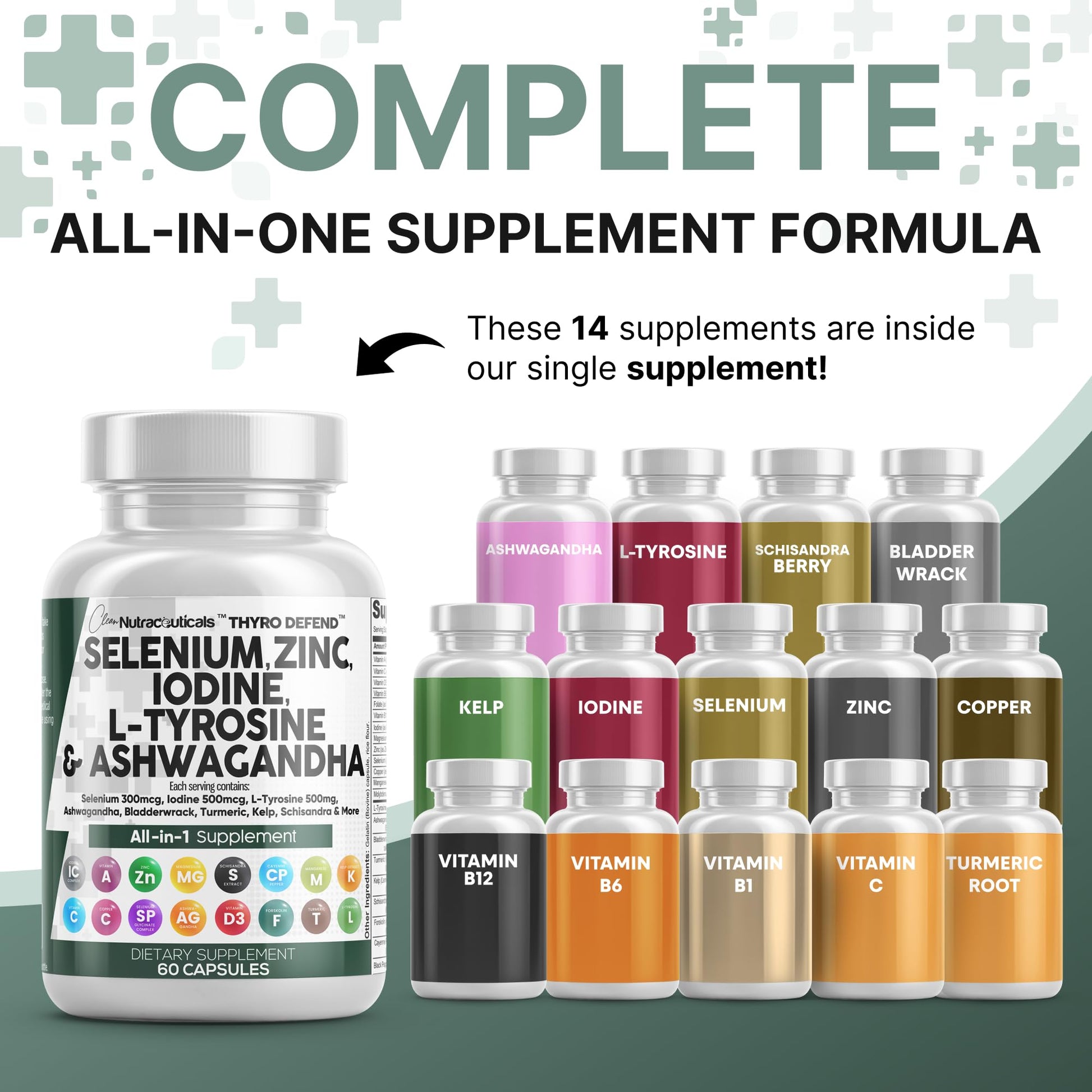 Clean Nutra Selenium 300mcg Iodine 500mcg Thyroid Support for Women & Men | L Tyrosine 500mg Ashwagandha Supplement Bladderwrack, Turmeric, Kelp, Schisandra Zinc Pills Capsule Supplements Clean NutraceuticalsAu supplements