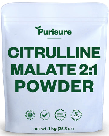 Purisure Citrulline Malate 2:1 Powder, 1 kg, Citrulline Supplement and Citrulline Nitrate PurisureAu supplements