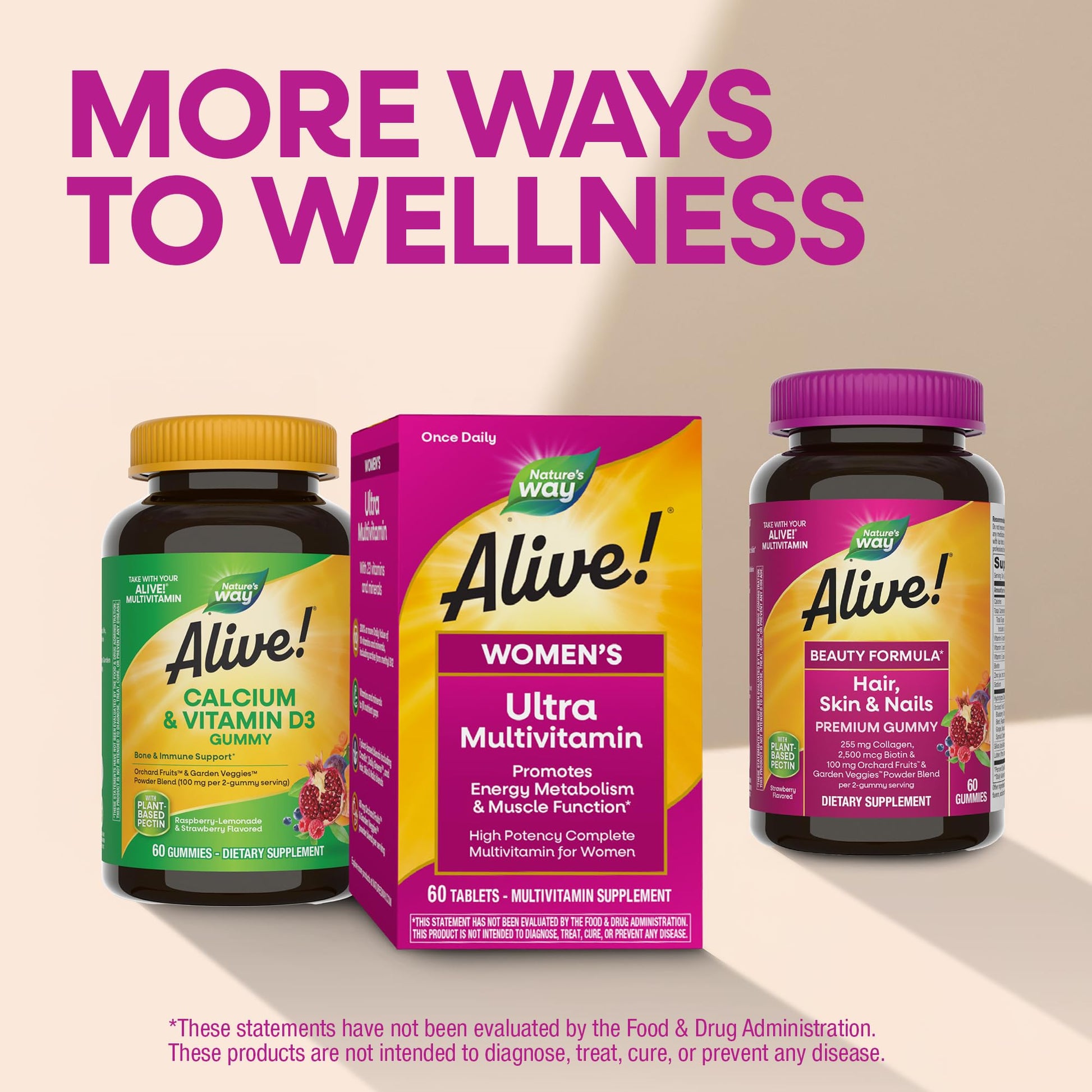 Nature's Way Alive! Ultra Multivitamin for Women, Complete Daily Women's Vitamins, High Potency Formula, Promotes Energy Metabolism and Muscle Function*, Vitamin A, C, D, Methylated B12, 60 Tablets Nature's WayAu supplements