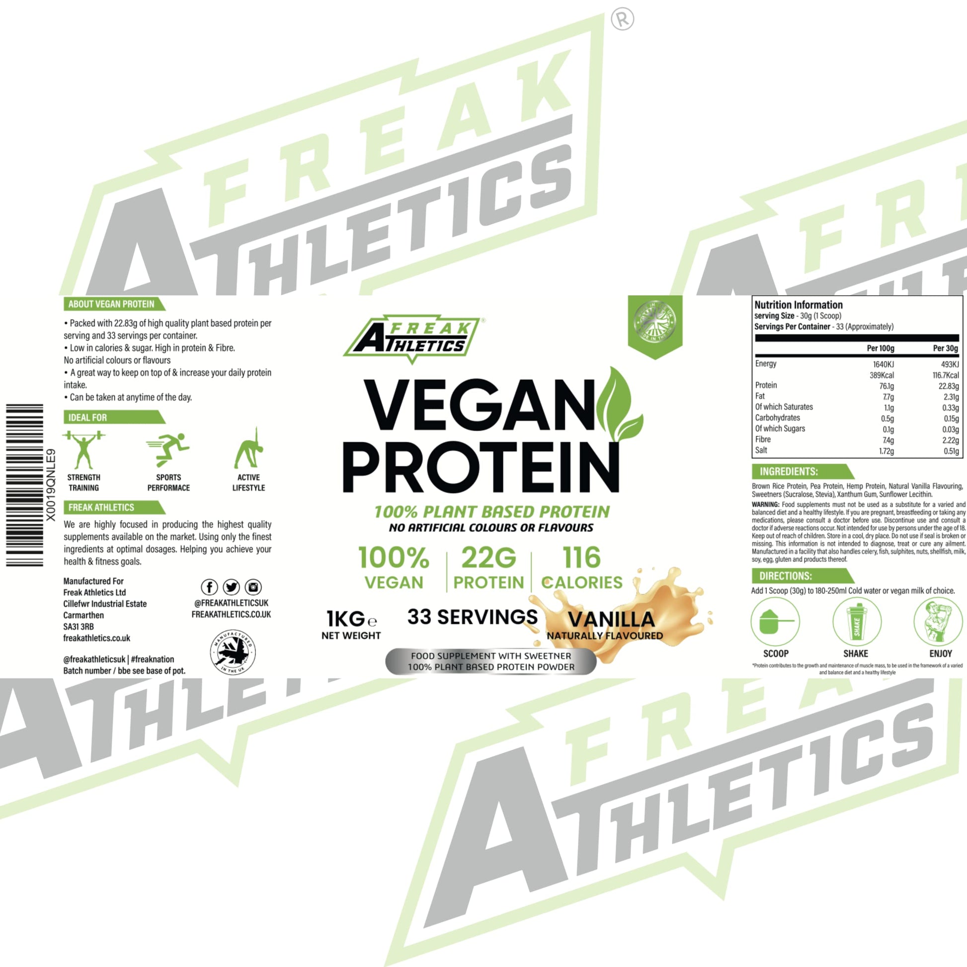 Vegan Protein Powders - Plant Based Vegan Protein Powder 1kg Soy Free Protein Powder Freak AthleticsAu supplements