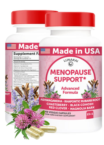 Lunakai USA Made Natural Menopause Supplements for Women – 13-in-1 Menopause Relief for Hot Flashes, Night Sweats, Sleep & Mood Support, 60ct LunakaiAu supplements