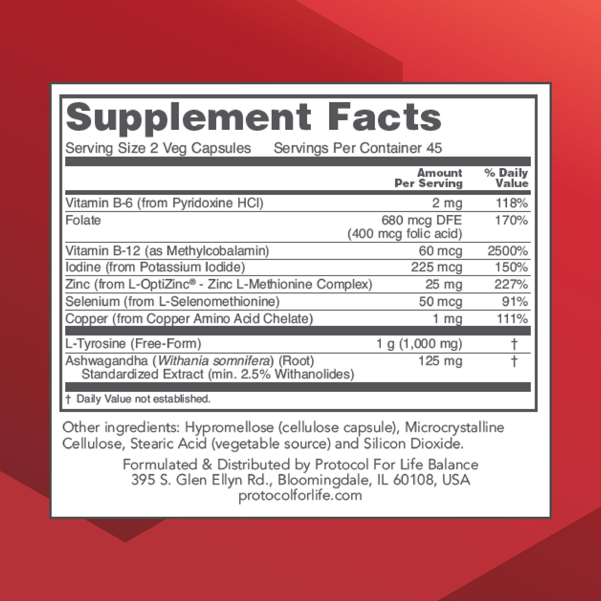 PROTOCOL FOR LIFE BALANCE Ortho Thyroid - Supports Healthy Thyroid Function* - with Ashwagandha, Zinc & Selenium - Non-GMO & Kosher - 90 Veg Capsules PROTOCOL FOR LIFE BALANCEAu supplements