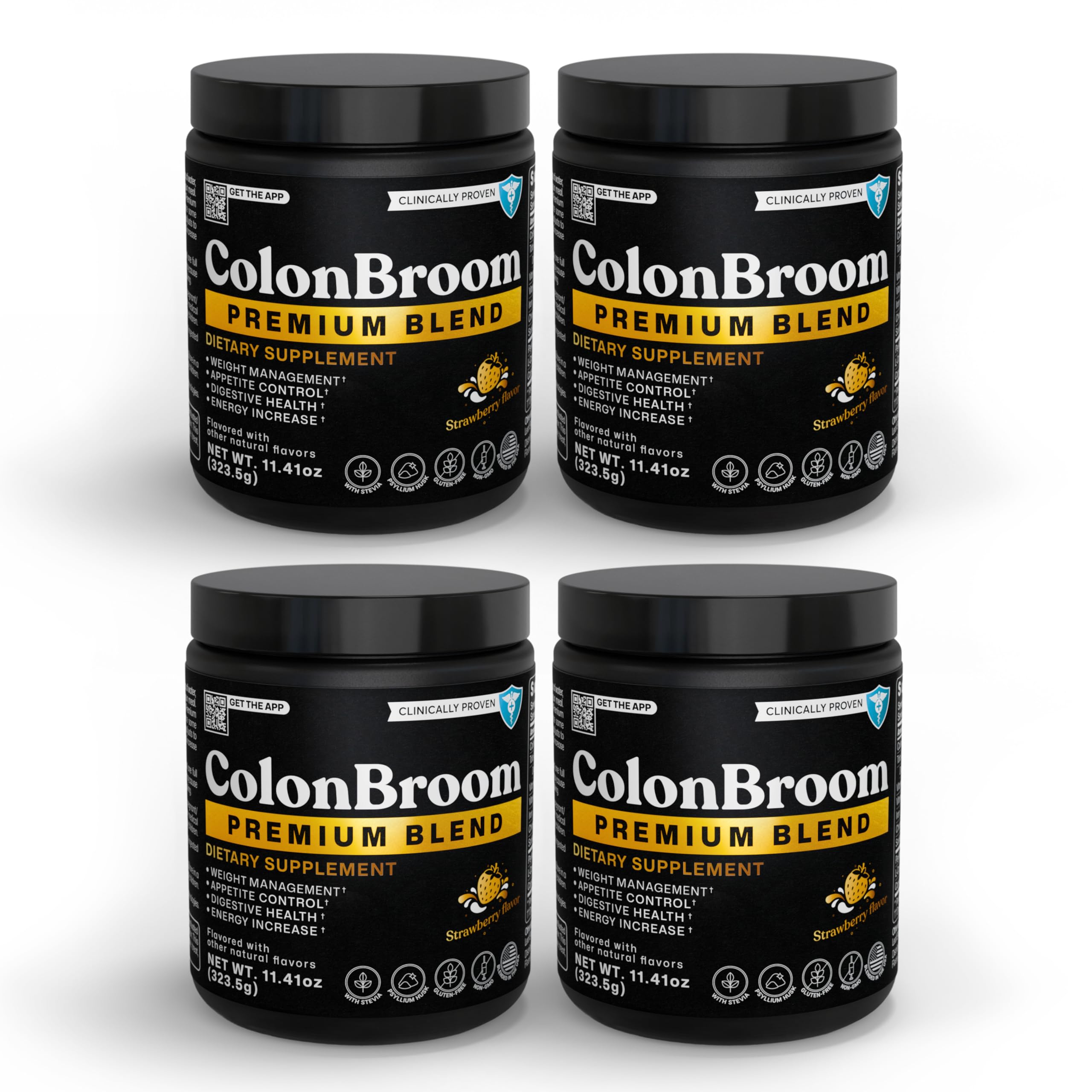 ColonBroom Premium Weight Management Supplement (Strawberry) - Colon Broom Psyllium Husk Fiber Powder Drink - Gluten Free, Non-GMO Colon Cleanse for Bloating Relief & Gut Health, 200 Servings ColonBroomAu supplements
