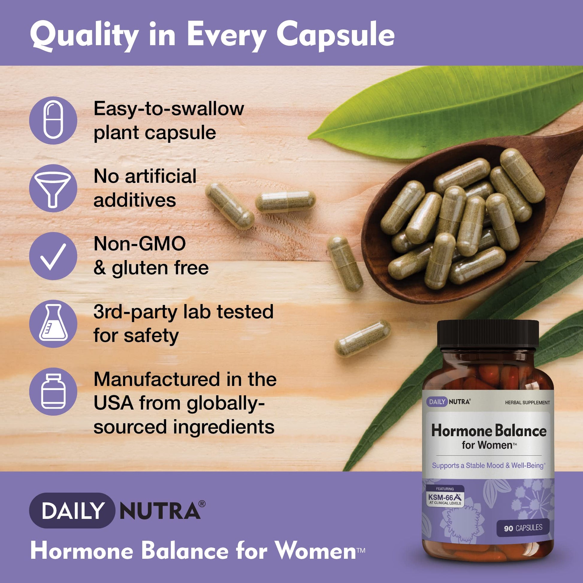 Hormone Balance for Women - Natural Mood Supplement - PMS Relief and Menopause Support | Featuring Clinically Studied KSM-66 Ashwagandha (90 Capsules) DailyNutraAu supplements