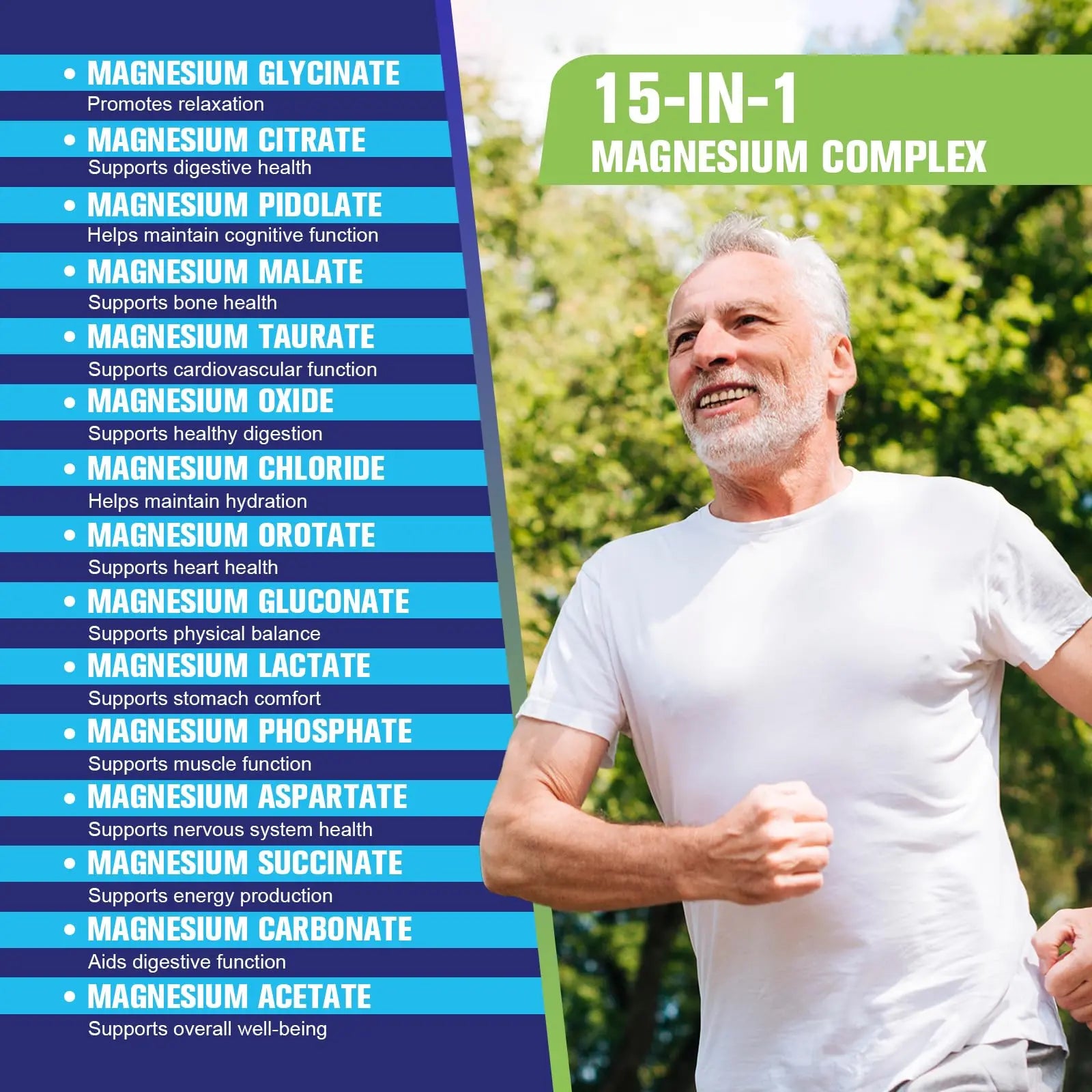 Magnesium Complex for Women Men 1350mg 15 in 1 Pure Magnesium Supplement, with High Absorption Chelated Magnesium Glycinate Citrate Malate & More for Muscle, Heart, Sleep & Bone Support, Vegan 60 Days Femmetranz supplements