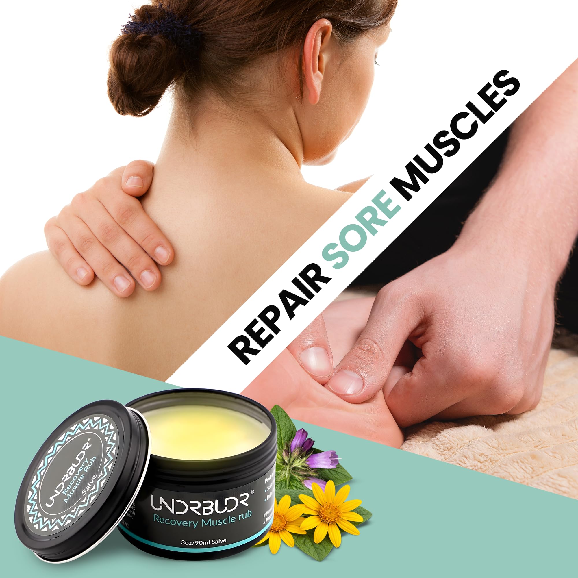 UNDRBUDR Post-Activity Recovery Muscle Rub Salve with Arnica, Comfrey & Essential Oils- Balm for Muscle Soreness, Joint Discomfort & Post-Workout Recovery, Natural Formula for Active Lifestyles (3 oz) UNDRBUDRAu supplements