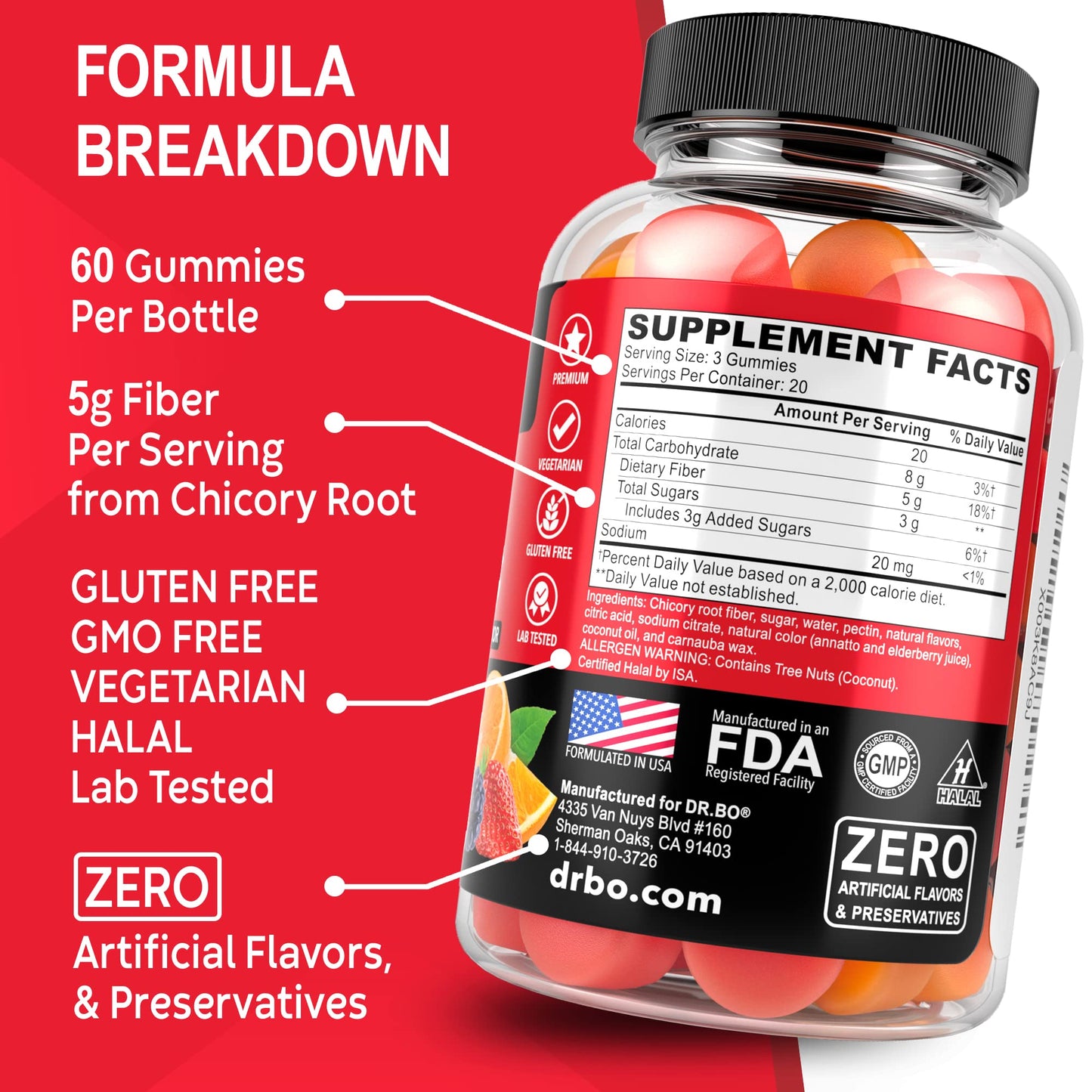 Fiber Gummies for Adults & Kids - Tasty Gummy Prebiotic Fiber Supplement for Max Digest DR. BOUS supplements