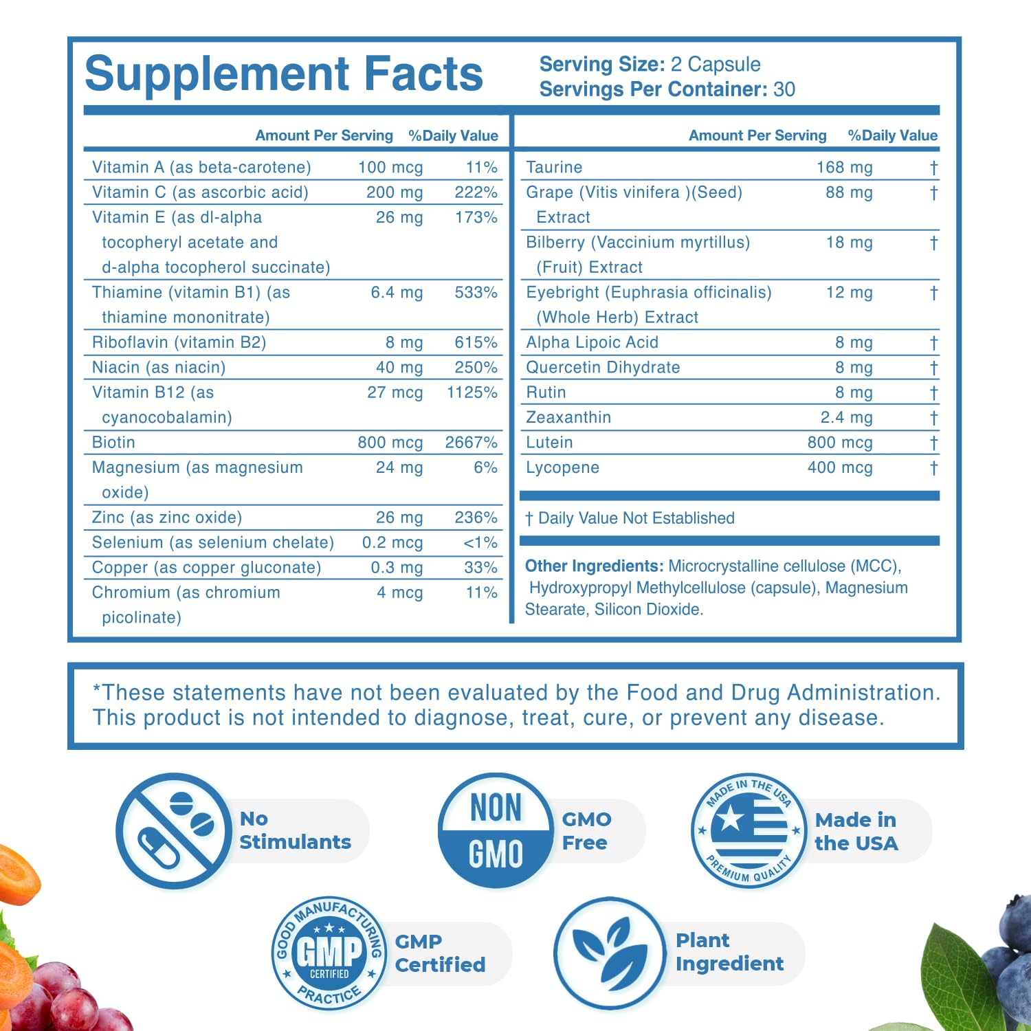 SIGHT EASY - Eye Vitamins & Mineral Supplements with Lutein & Zeaxanthin, Vitamin C, Vitamin E, Zinc and Bilberry for Healthy Vision and Eye Function Support - 60 Capsules, 1 Month Supply Nature’s NutriWaveAu supplements
