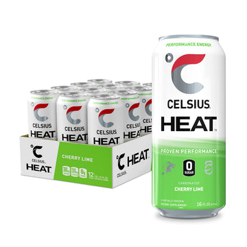 CELSIUS HEAT Performance Energy Drink, Cherry Lime, 16 Fl Oz (Pack of 12) CELSIUSUS supplements
