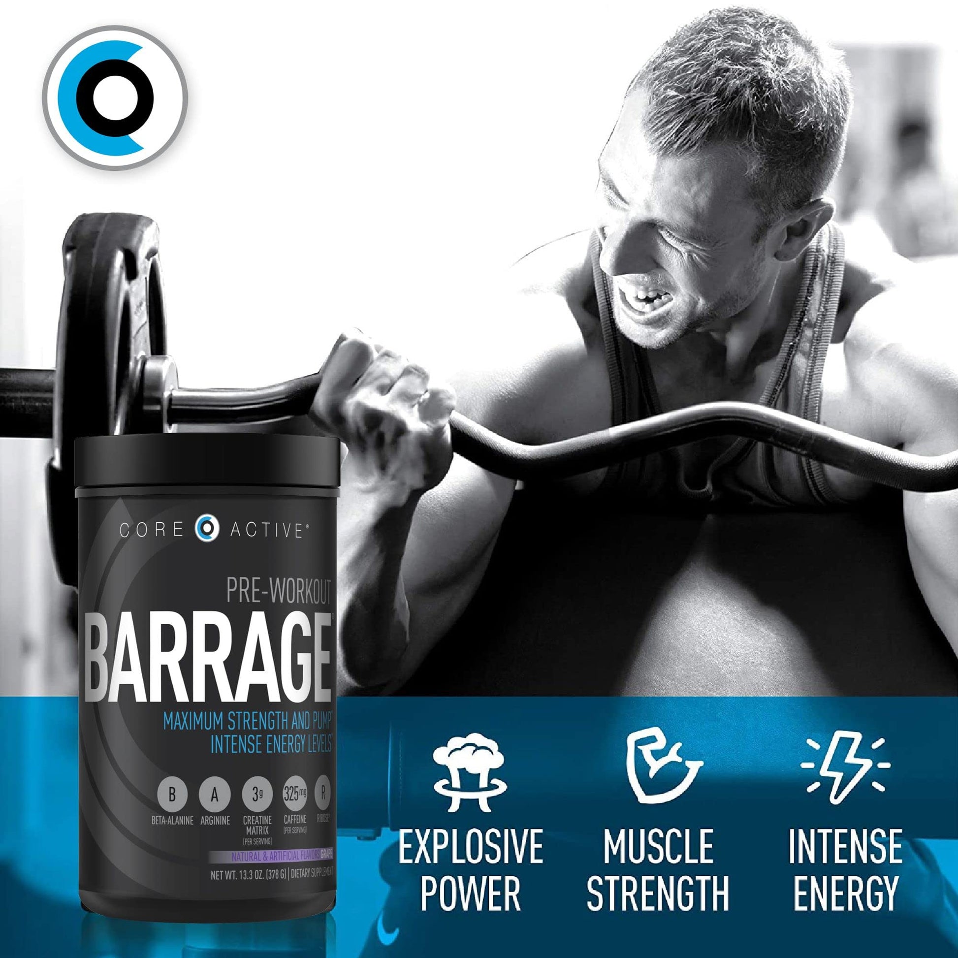 (CORE)ACTIVE Barrage Pre Workout Powder - Preworkout for Women & Men, Creatine (CORE)ACTIVEAu supplements