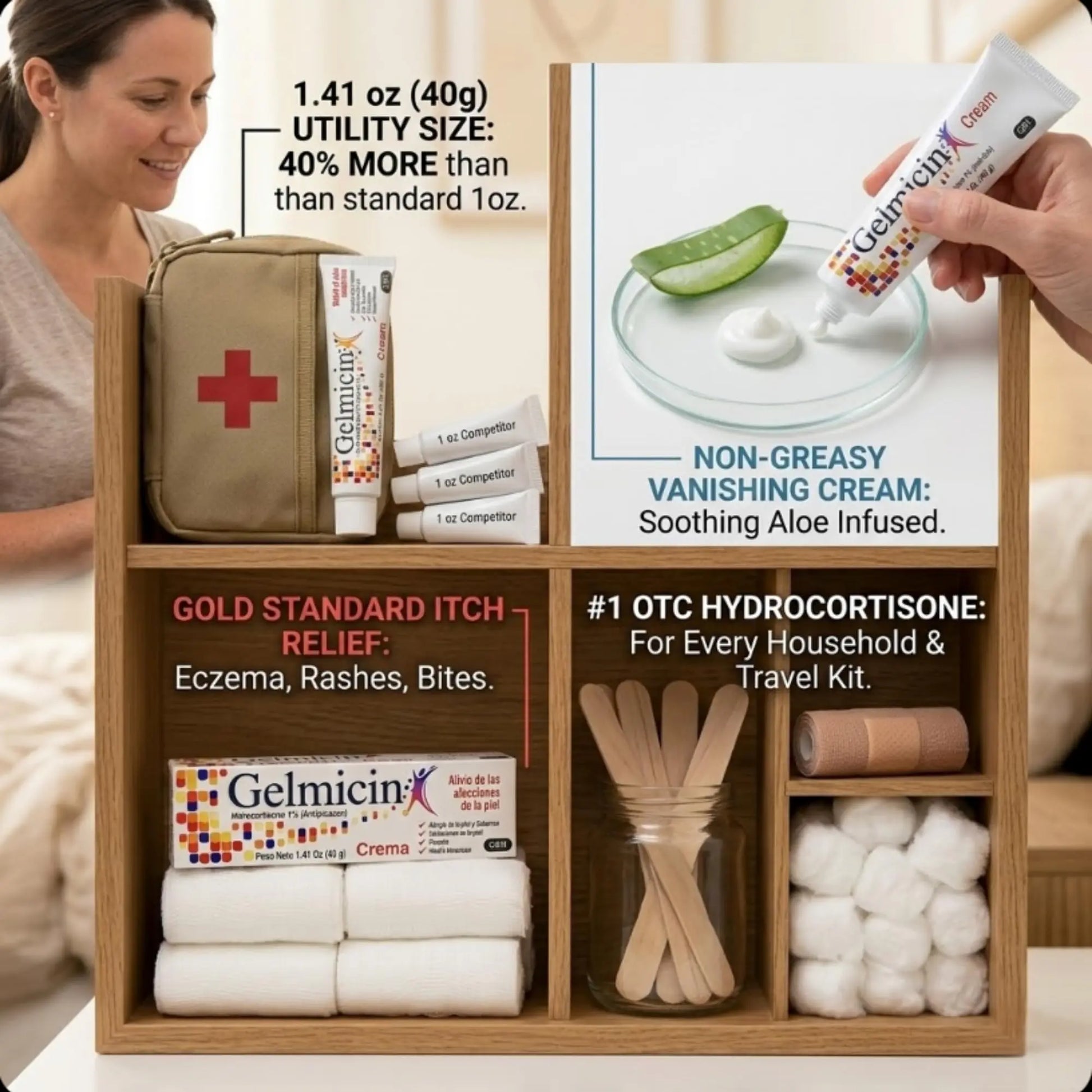 Gelmicin Cream 40g Skin Allergies, Skin Itch, Skin Rashes, Poison Ivy Relief- Contains 1.41 oz Gelmicinnz supplements