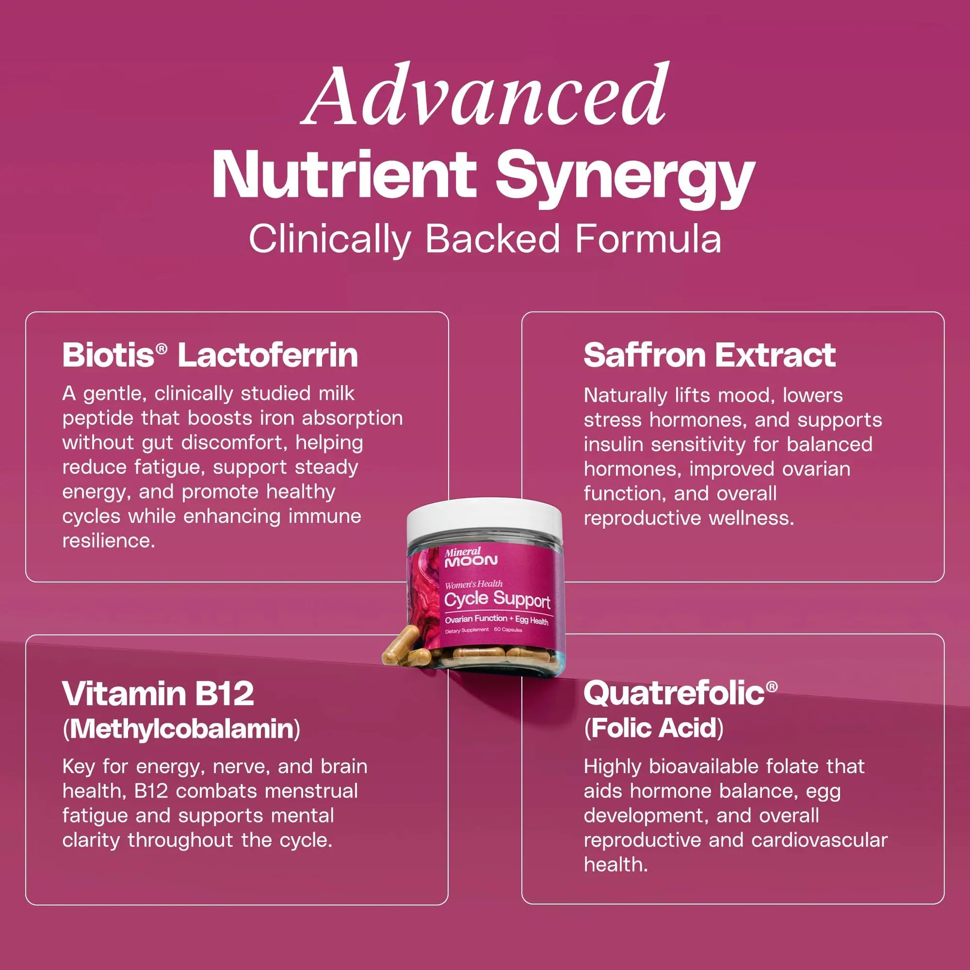 Mineral Moon Hormonal Support Bundle - Menstrual Supplement + Cycle Support - Aid Ovulation, Hormonal Balance & PMS Support - Reduce Period Cramps & Fatigue - Antioxidant Ovarian Support Vitamins Mineral Moonnz supplements