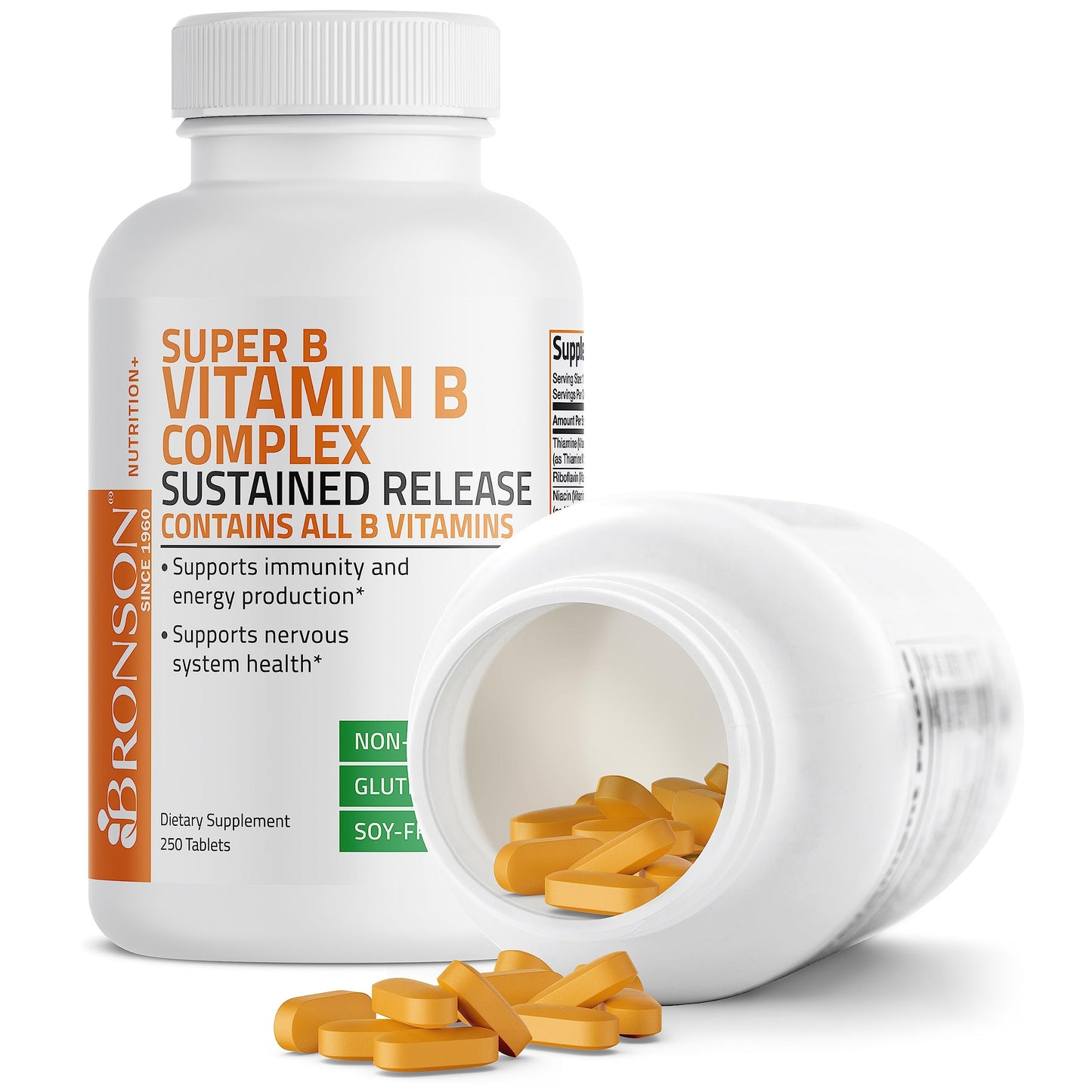 Bronson Super B Vitamin B Complex Sustained Slow Release Vitamin B1, B2, B3, B6, B9 BronsonUS supplements