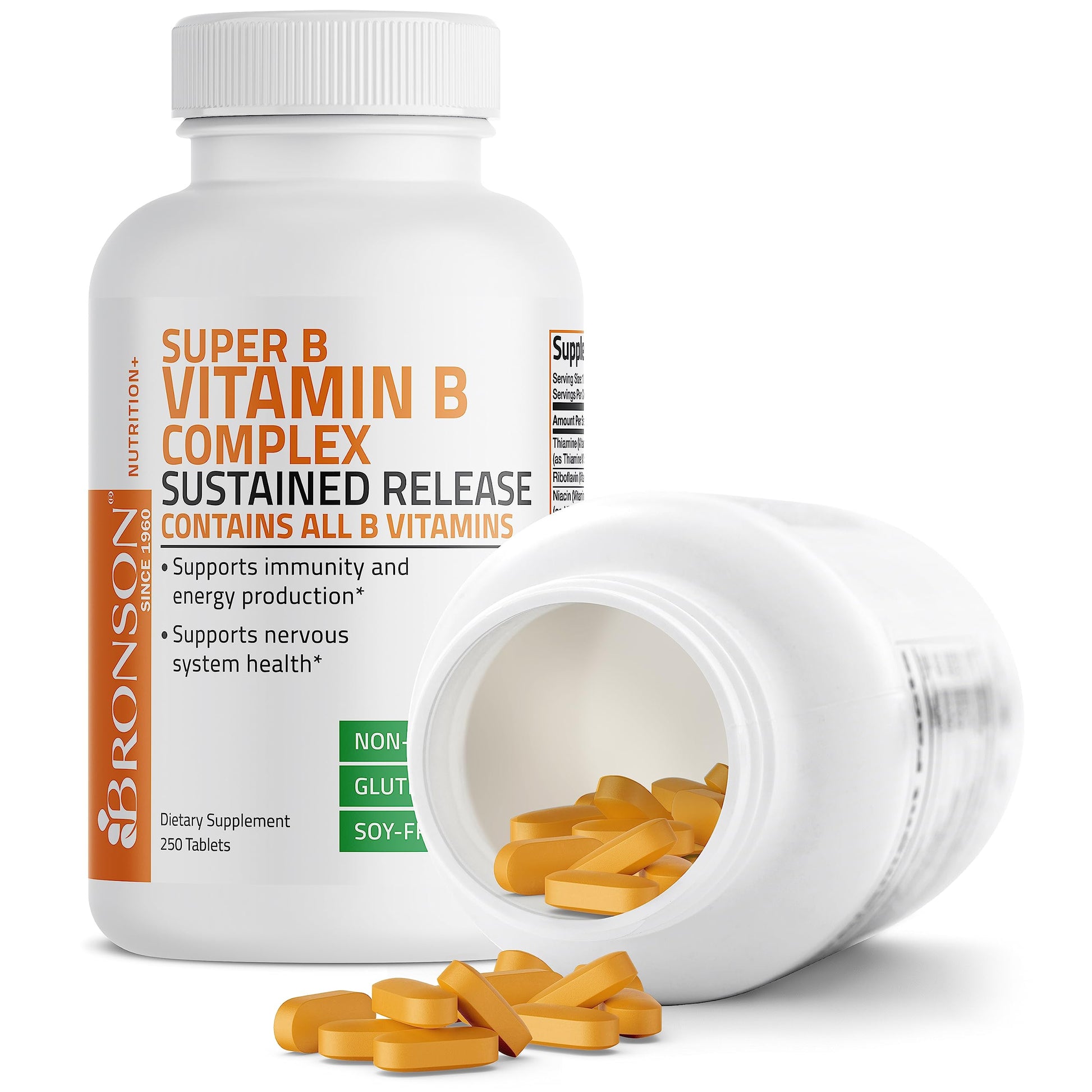 Bronson Super B Vitamin B Complex Sustained Slow Release Vitamin B1, B2, B3, B6, B9 BronsonUS supplements