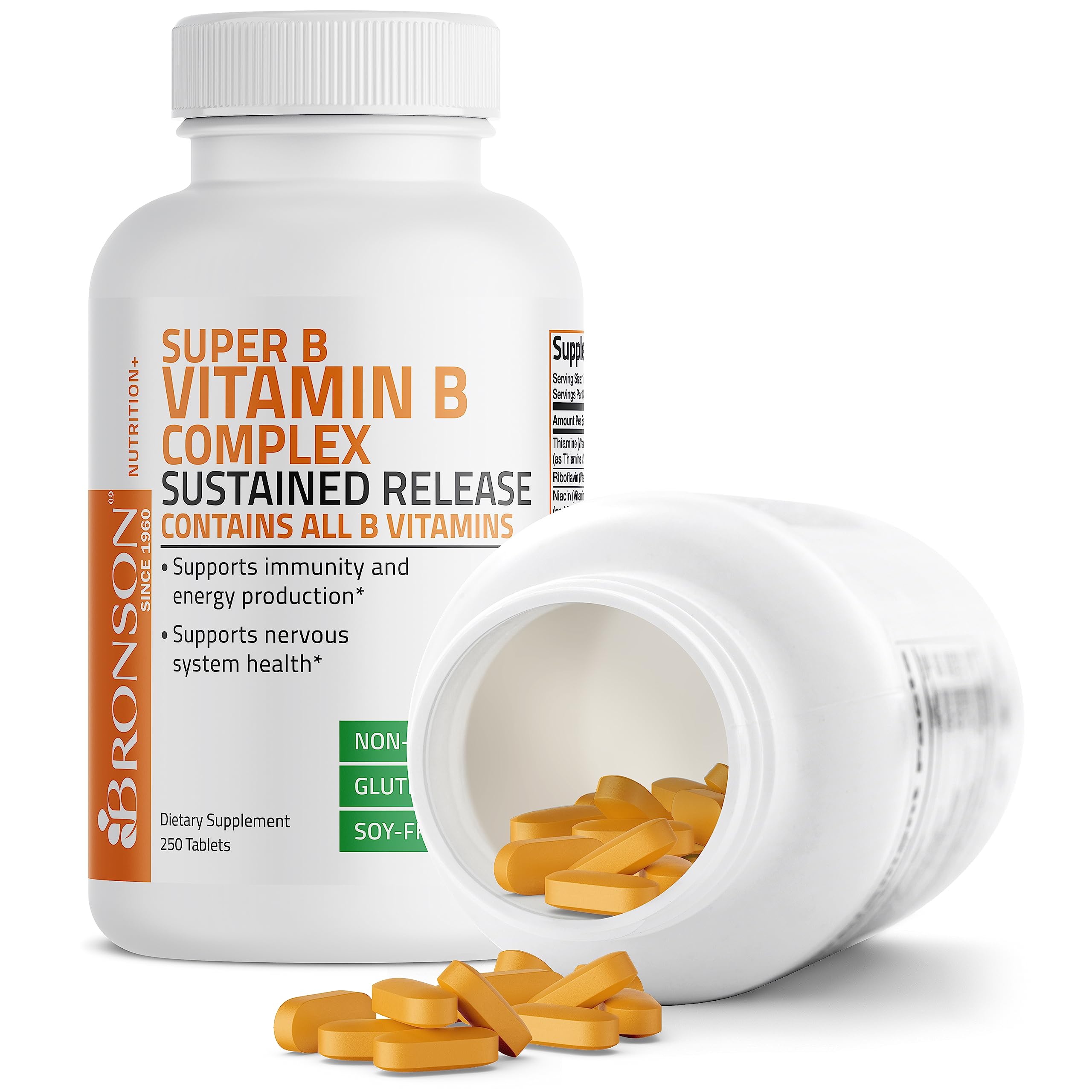 Bronson Super B Vitamin B Complex Sustained Slow Release Vitamin B1, B2, B3, B6, B9 BronsonUS supplements