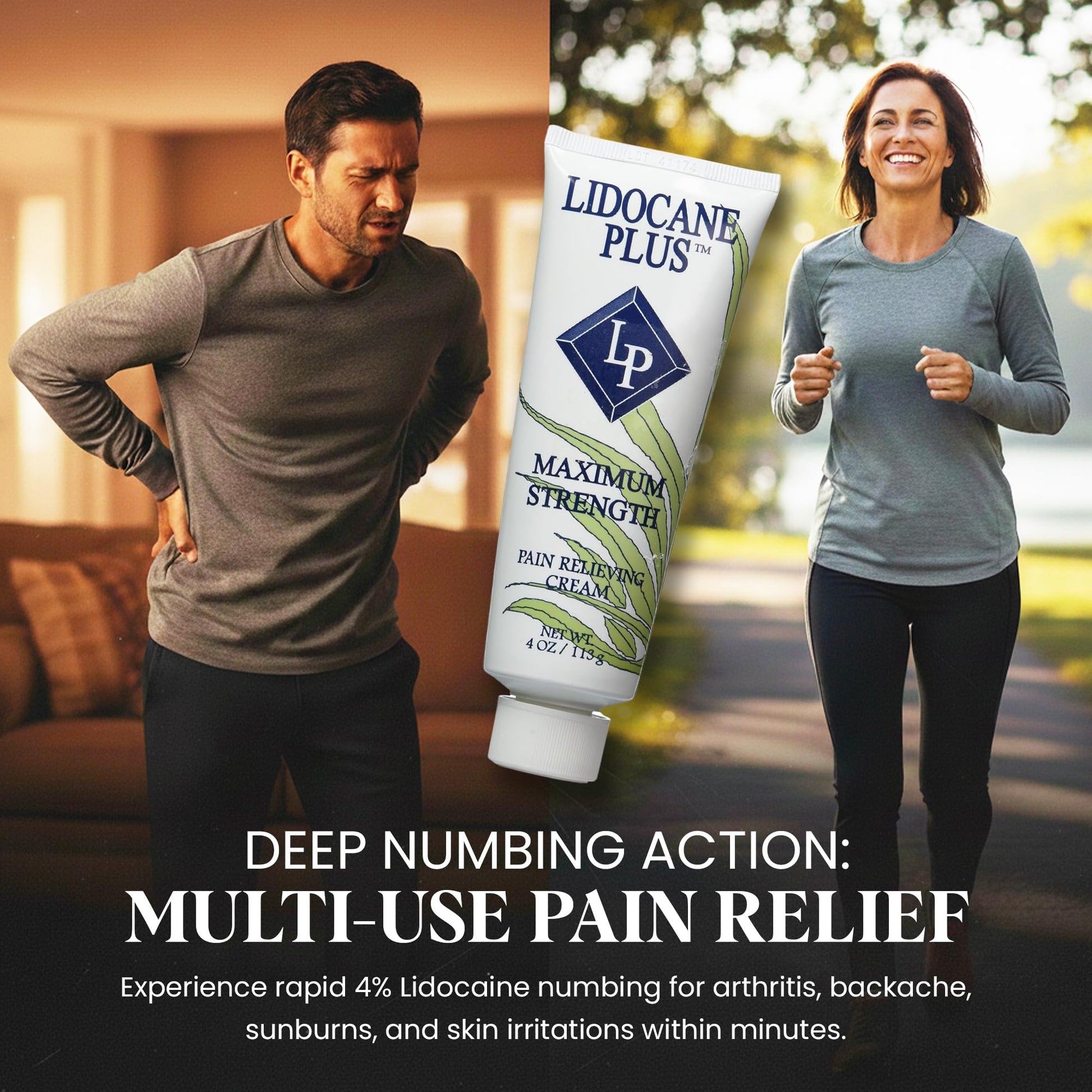 Lidocaine Plus 4% Lidocaine Cream Maximum Strength Pain & Itch Relief - Non-Greasy Formula Numbing Cream - Fast Acting Topical Pain Reliever, Soothing Topical Analgesic Aloe Vera Scent - 4 oz Lidocaine PlusAu supplements