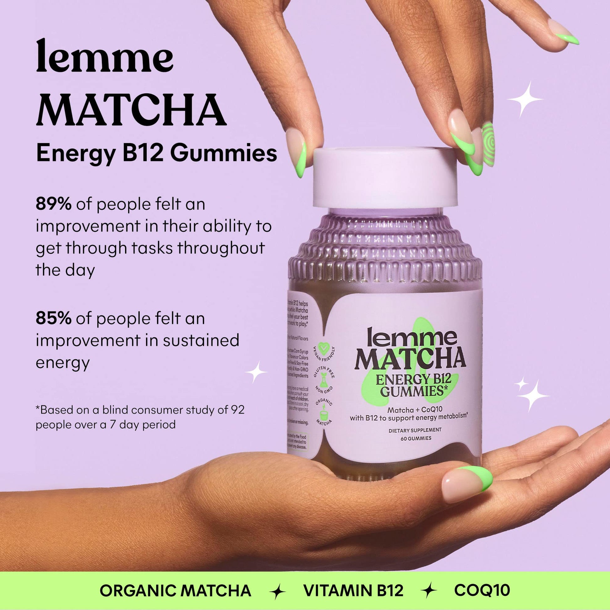 Lemme Matcha Superfood Energy Gummies with Organic Matcha Green Tea, Vitamin B12 LemmeAu supplements