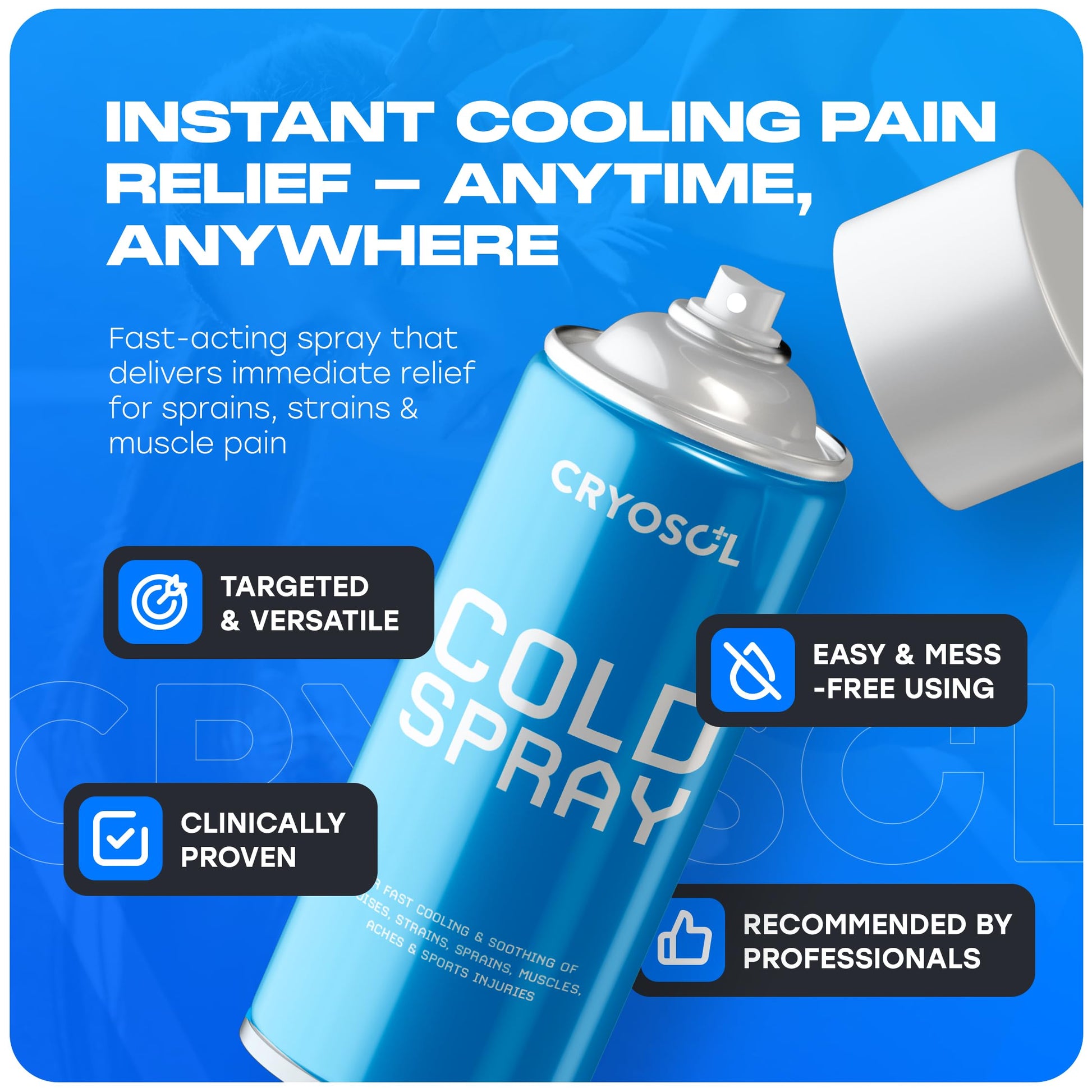 CRYOSOL Freeze Spray for Rapid Relief Anywhere - Pain Relief Spray for Sprains, Strains, Bruises, Aches and Sports Injuries - Cryotherapy for Instant Cooling Relief - 200ml / 6.76 fl oz Venture HealthcareAu supplements