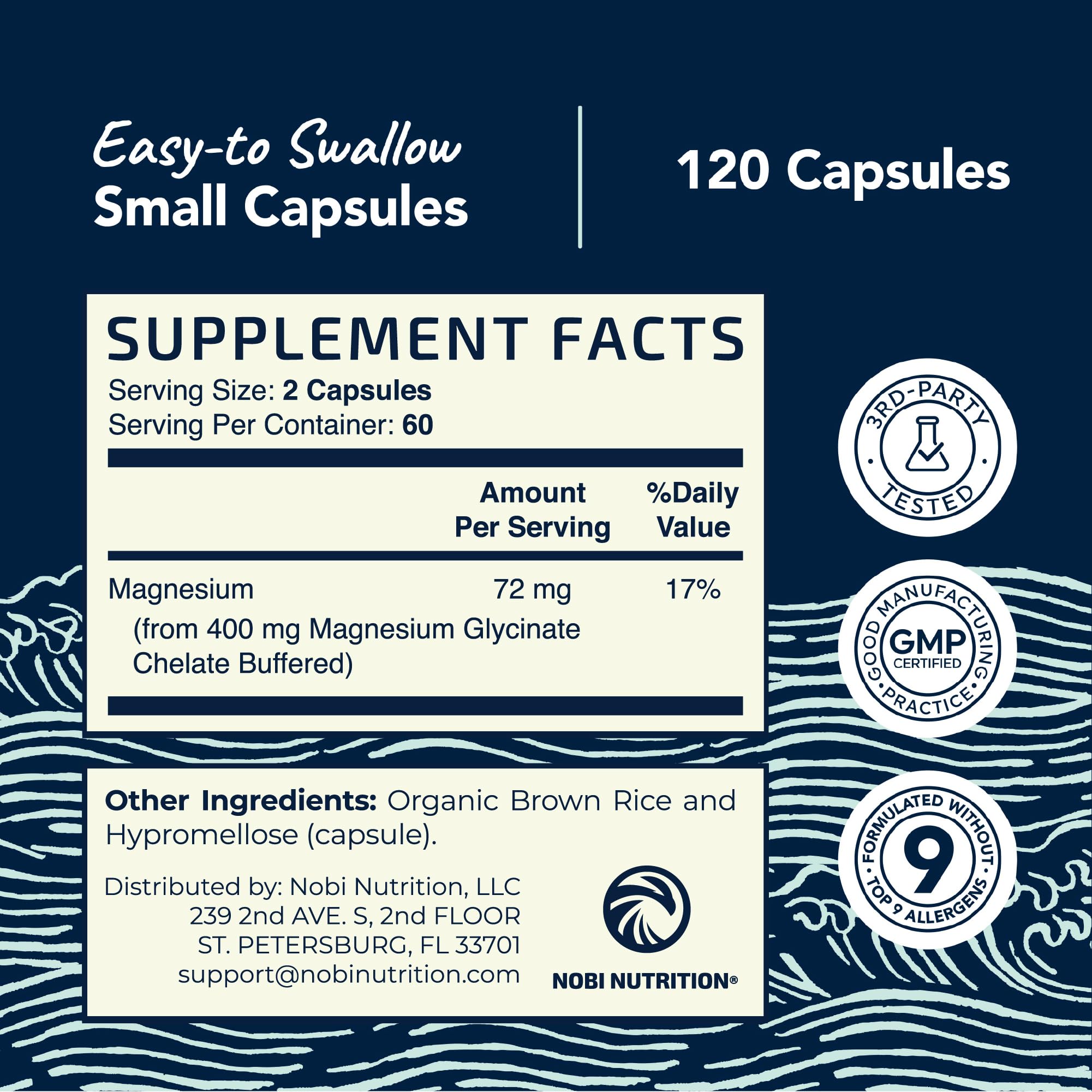 Magnesium Glycinate 400mg | High Absorption Formula for Sleep, Calm, Muscle Relaxation, Heart, Bone & Nerve Support for Women & Men | Chelated Magnesium Glycinate Supplement | 120 Ct (2 Month Supply) Nobi NutritionAu supplements