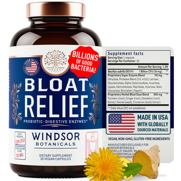 Bloat Relief Probiotic and Digestive Enzymes - Anti Bloating Turmeric, Fennel, Bromelain IBS WINDSOR BOTANICALSAu supplements