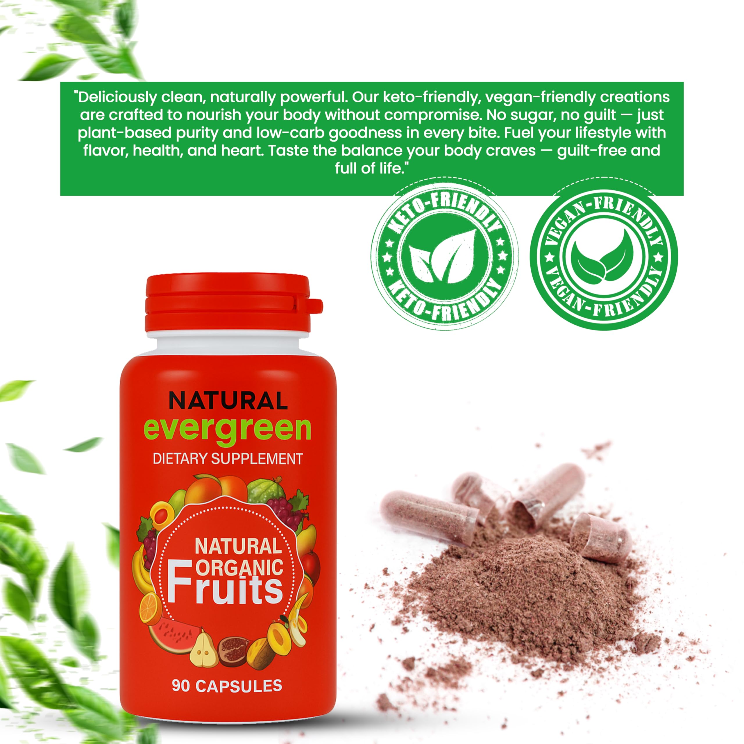 Fruit and Veggies Supplement – 100% Natural Super Greens Blend with Fruits & Vegetables | Veggie Capsules for Adults & Kids | Daily Nutrient Support Packed with Natural Vitamins & Minerals Natural EvergreenAu supplements