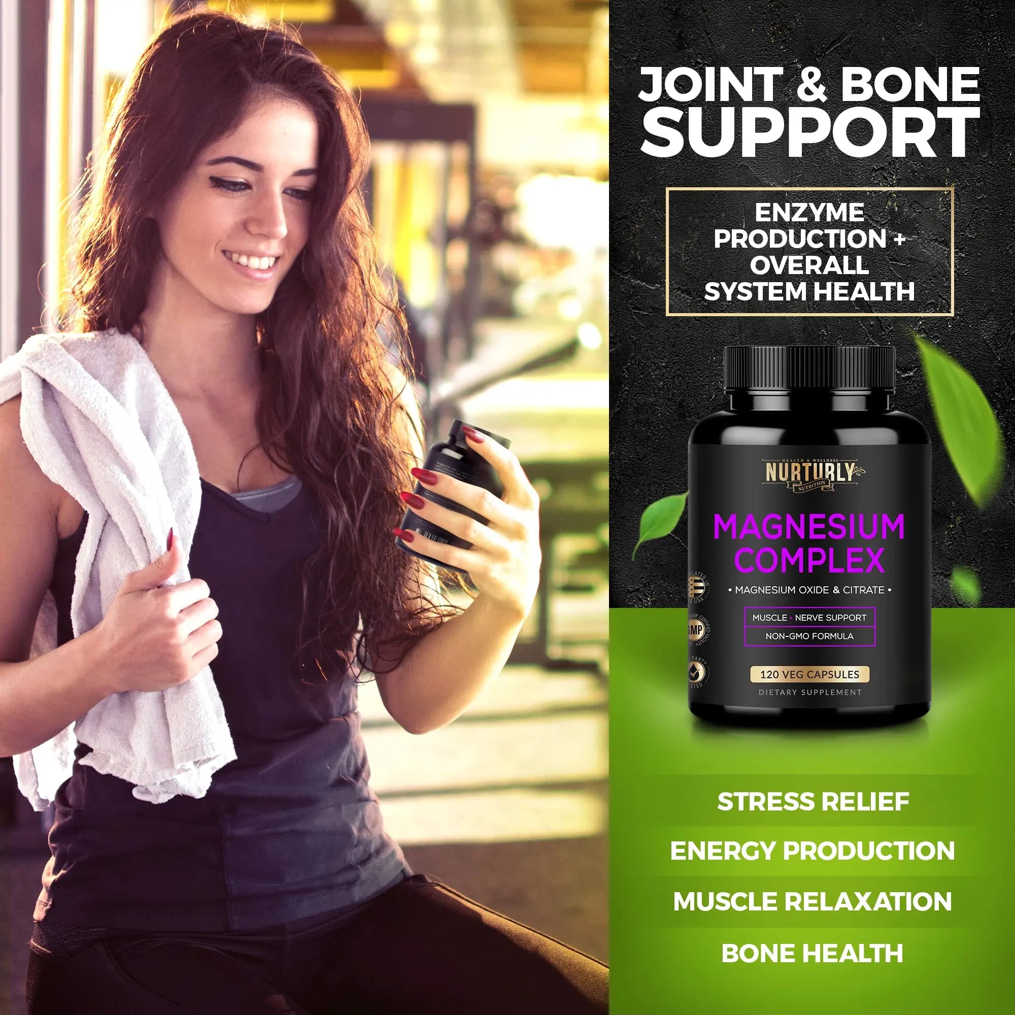 Magnesium Citrate & Oxide 500mg Complex Supplement - High Absorption Maximum Strength - Helps Support Bone Density and Strength, Muscles, Energy and Sleep - 120 Vegan Capsules NURTURLYnz supplements