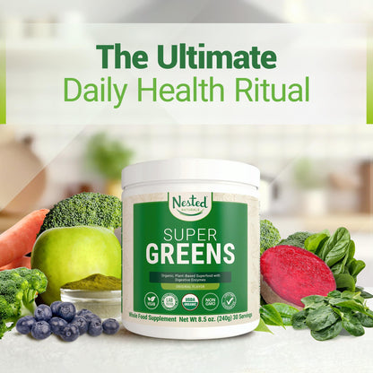 Super Greens Daily Greens Superfood Powder - Certified USDA Organic Green Powder Nested NaturalsUS supplements