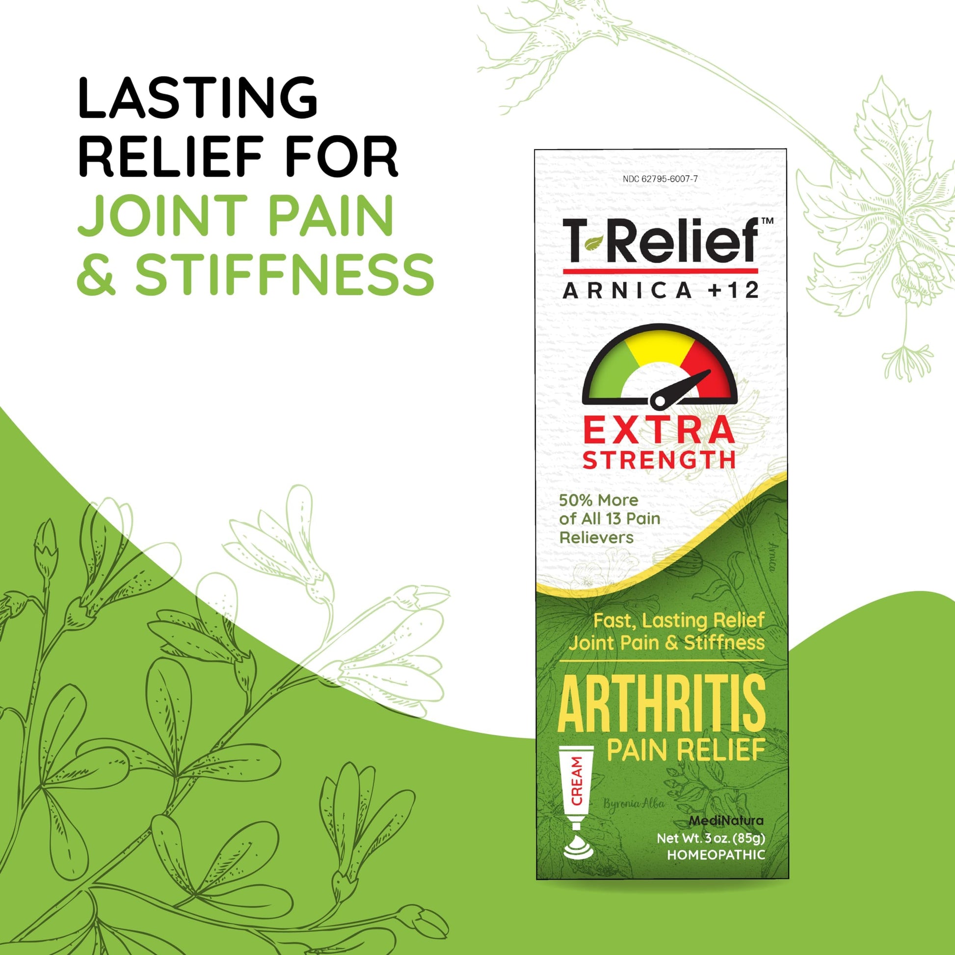 T-Relief Extra Strength Arthritis Cream Arnica +12 Pain Relieving Natural Medicines Help Soothe Soreness Stiffness Aches & Pains in Joints Naturally - 3 oz MediNaturaAu supplements