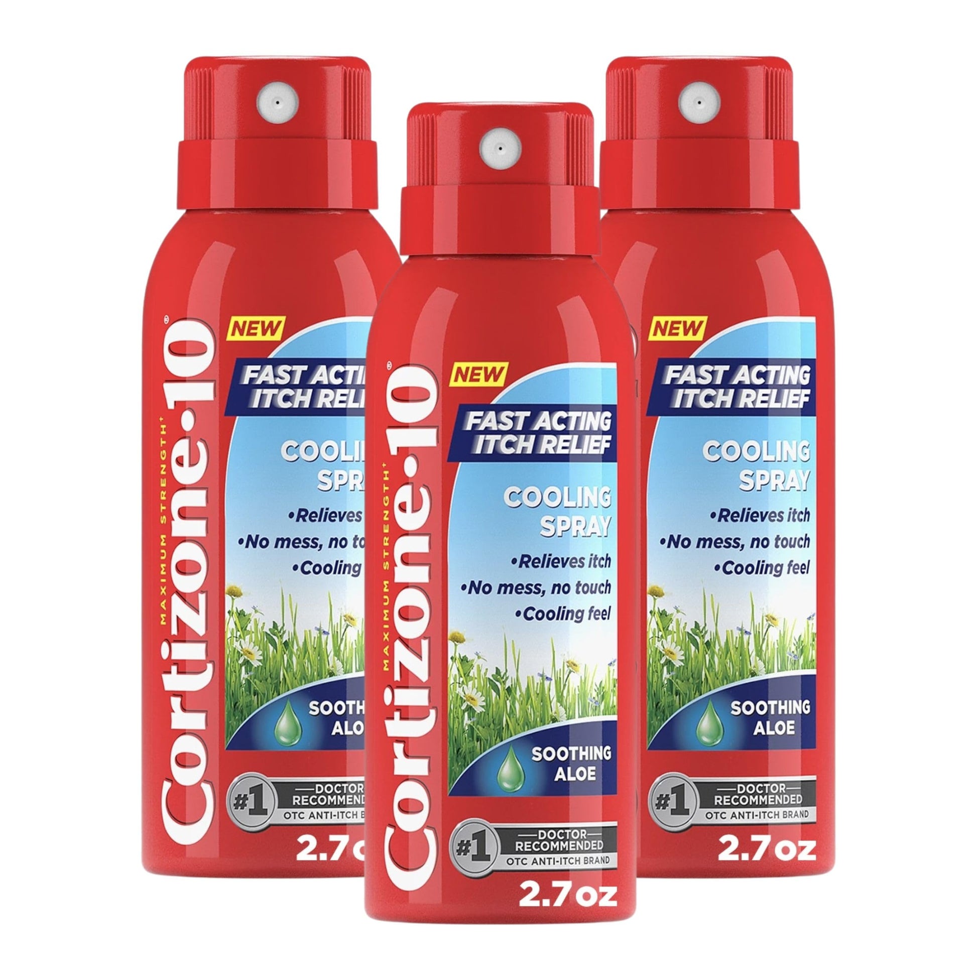 Cortizone-10 Maximum Strength Soothing Aloe Itch Relief Cooling Spray, 1% Hydrocortisone, Fast-Acting, Anti-Itch Spray for Bug Bites, Rash, Eczema, Psoriasis, Poison Ivy, Oak, Sumac, 2.7 oz 3-Pack Cortizone 10Au supplements