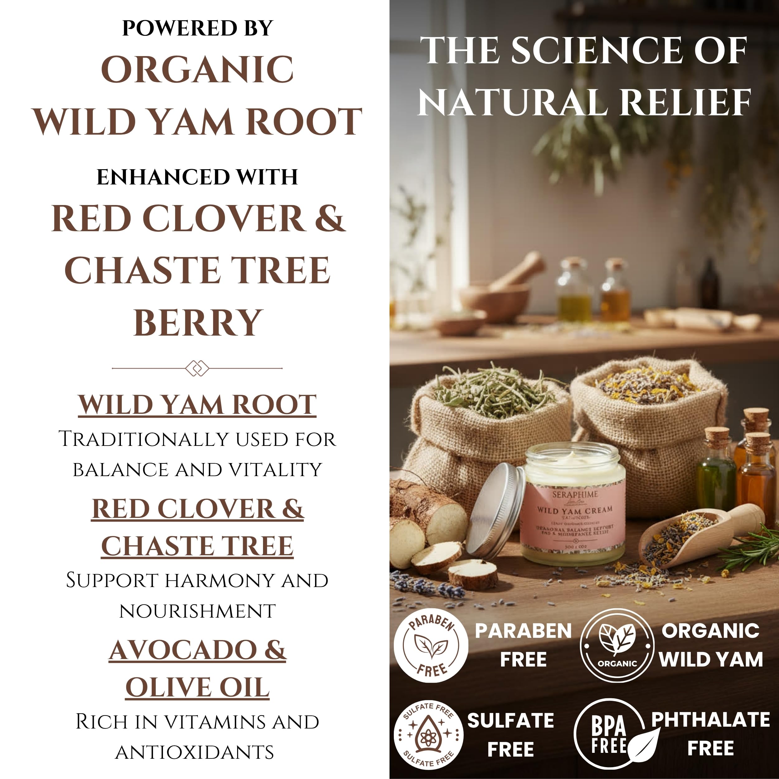 Seraphime Wild Yam Cream for Hormone Balance - Gift for Mom - Menopause and PMS Support for Women - Wild Yam Balancing Cream - Hot Flashes, Night Sweats, Mood Swings, Low Energy - Lavender 4oz SeraphimeAu supplements