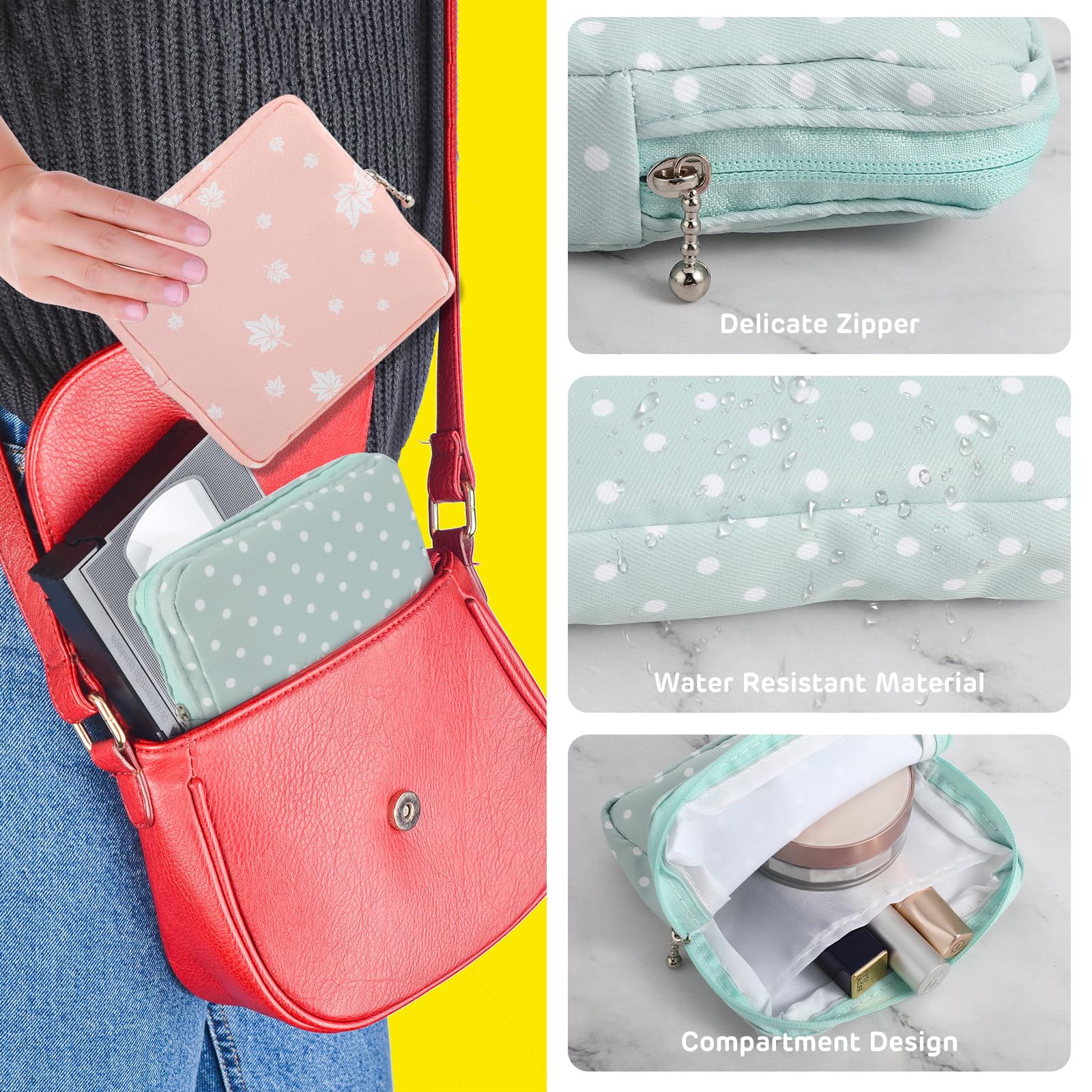 3Pcs Period Bag, Sanitary Pad Storage Bag Samll Period Pouch for Purse Cute Menstrual Period Bag AsterAu supplements