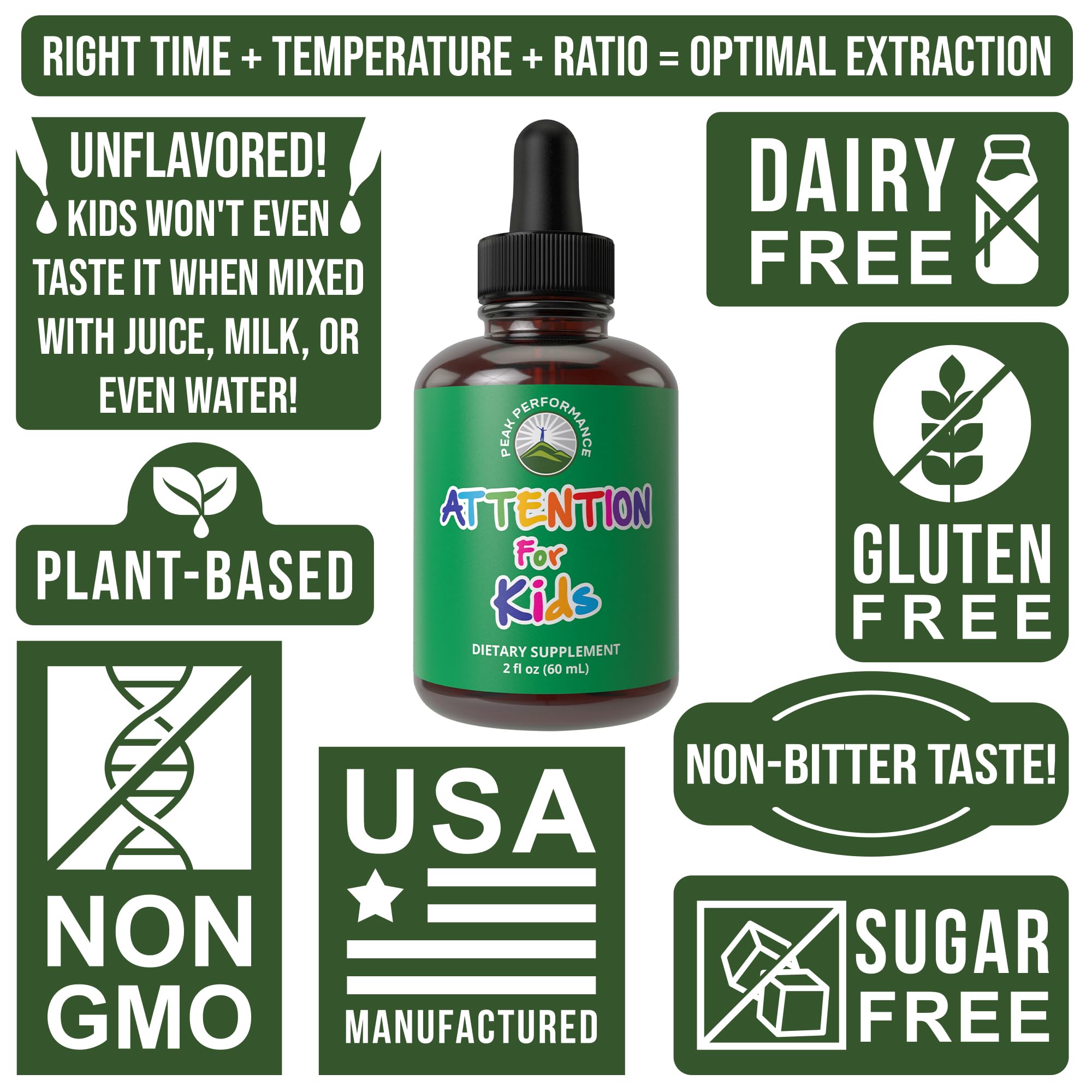 Kids Focus Drops. Attention Deficit Liquid Supplement for Concentration, Attention, Brain, Memory. No Bitter Taste. Natural Non-Habit Forming Sugar Free 7-in-1 Vegan Nootropic for Children, Teenagers Peak PerformanceAu supplements