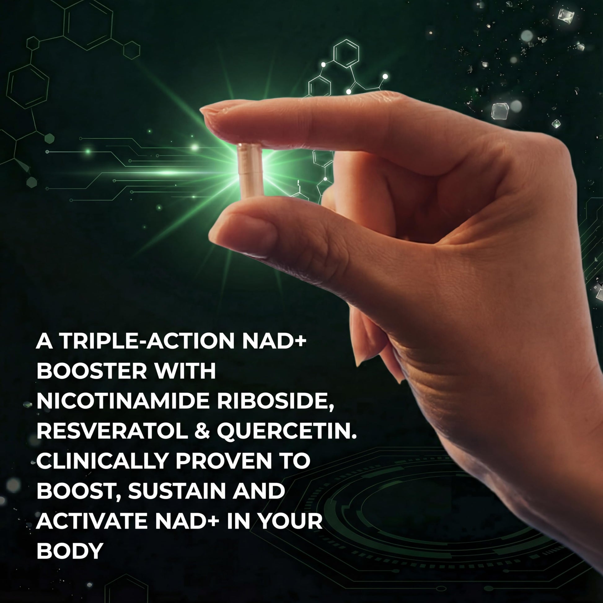 VivaThrive Advanced NAD+ Complex - NMNH Supplement Alternative - 50 Day Supply - Triple Action NAD+ Supplement - Nicotinamide Riboside - Resveratrol - Quercetin - Third-Party Tested - Made in USA VivaThriveAu supplements