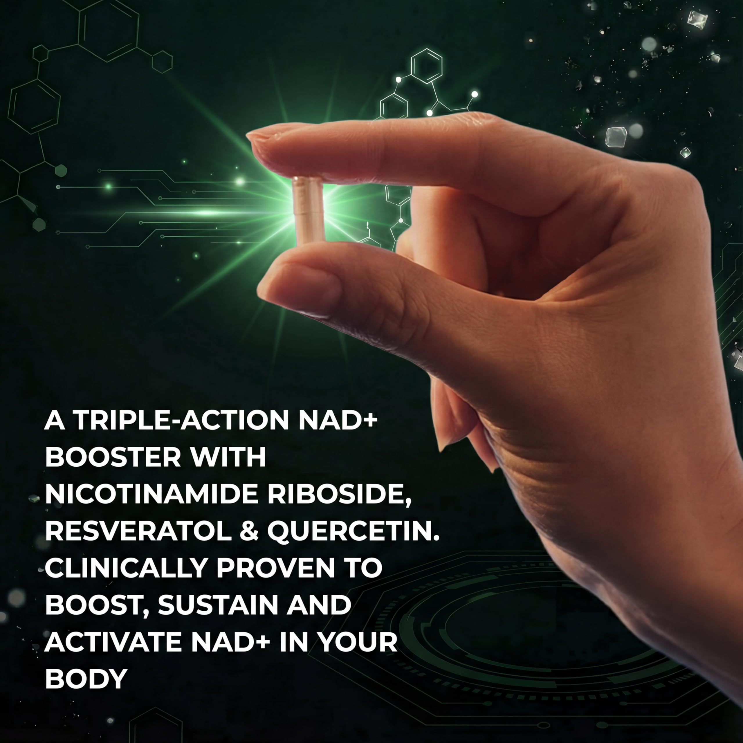 VivaThrive Advanced NAD+ Complex - NMNH Supplement Alternative - 50 Day Supply - Triple Action NAD+ Supplement - Nicotinamide Riboside - Resveratrol - Quercetin - Third-Party Tested - Made in USA VivaThriveAu supplements